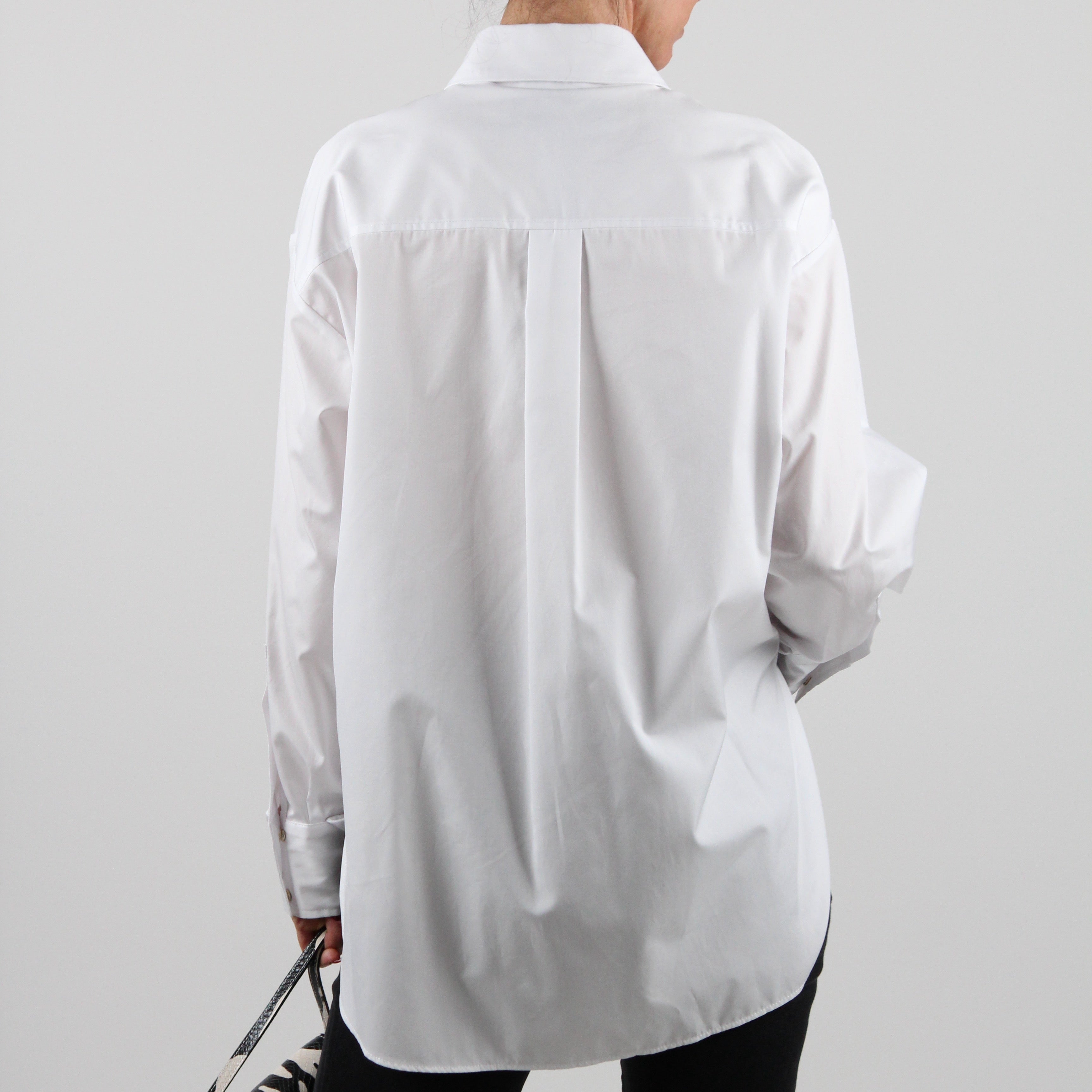 CA09251E2 CAMICIA IN POPELINE CON TASCHINO RICAMATO COL. BIANCO