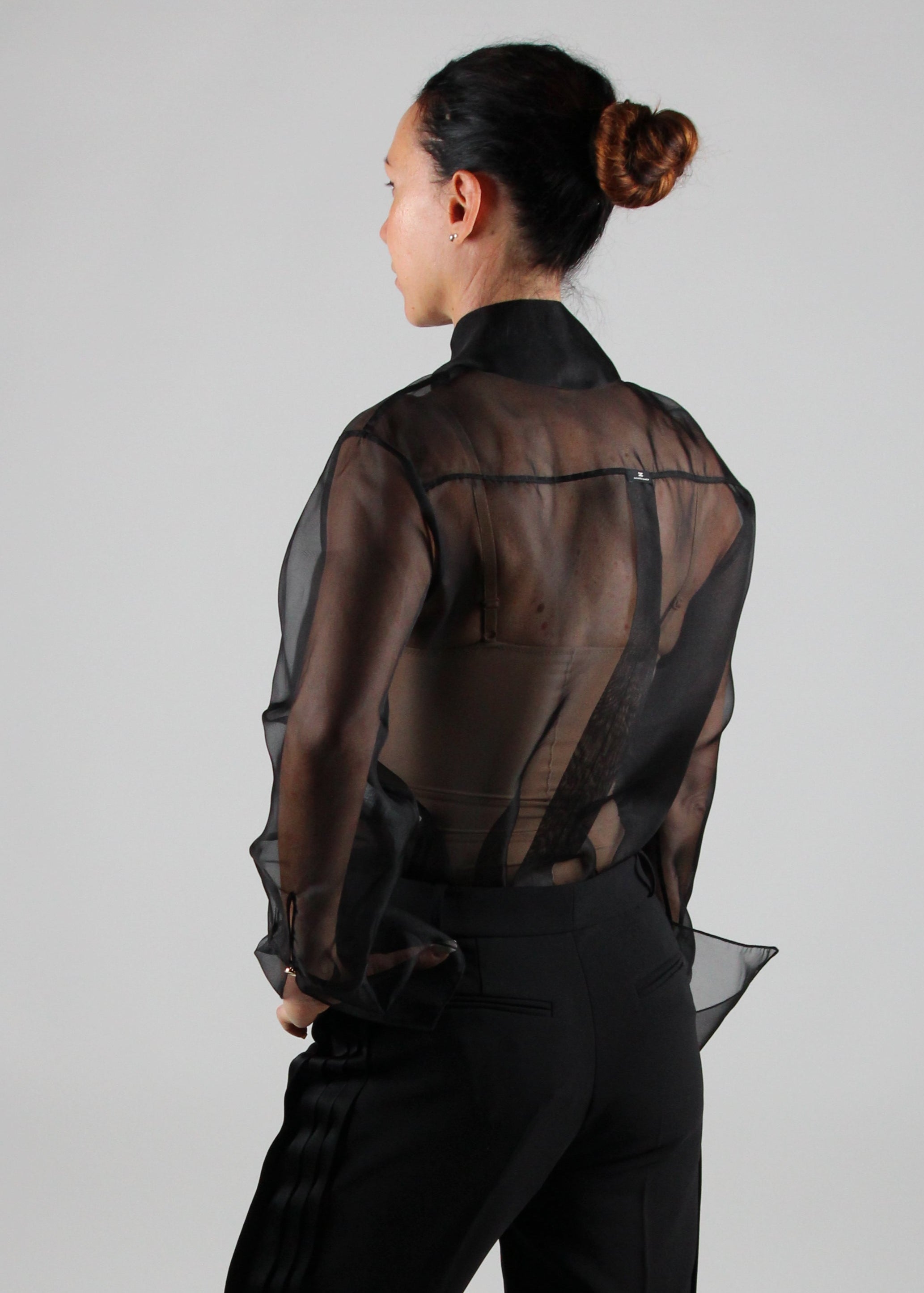 FW25-CA09957E2 CAMICIA IN ORGANZA COLORE NERO