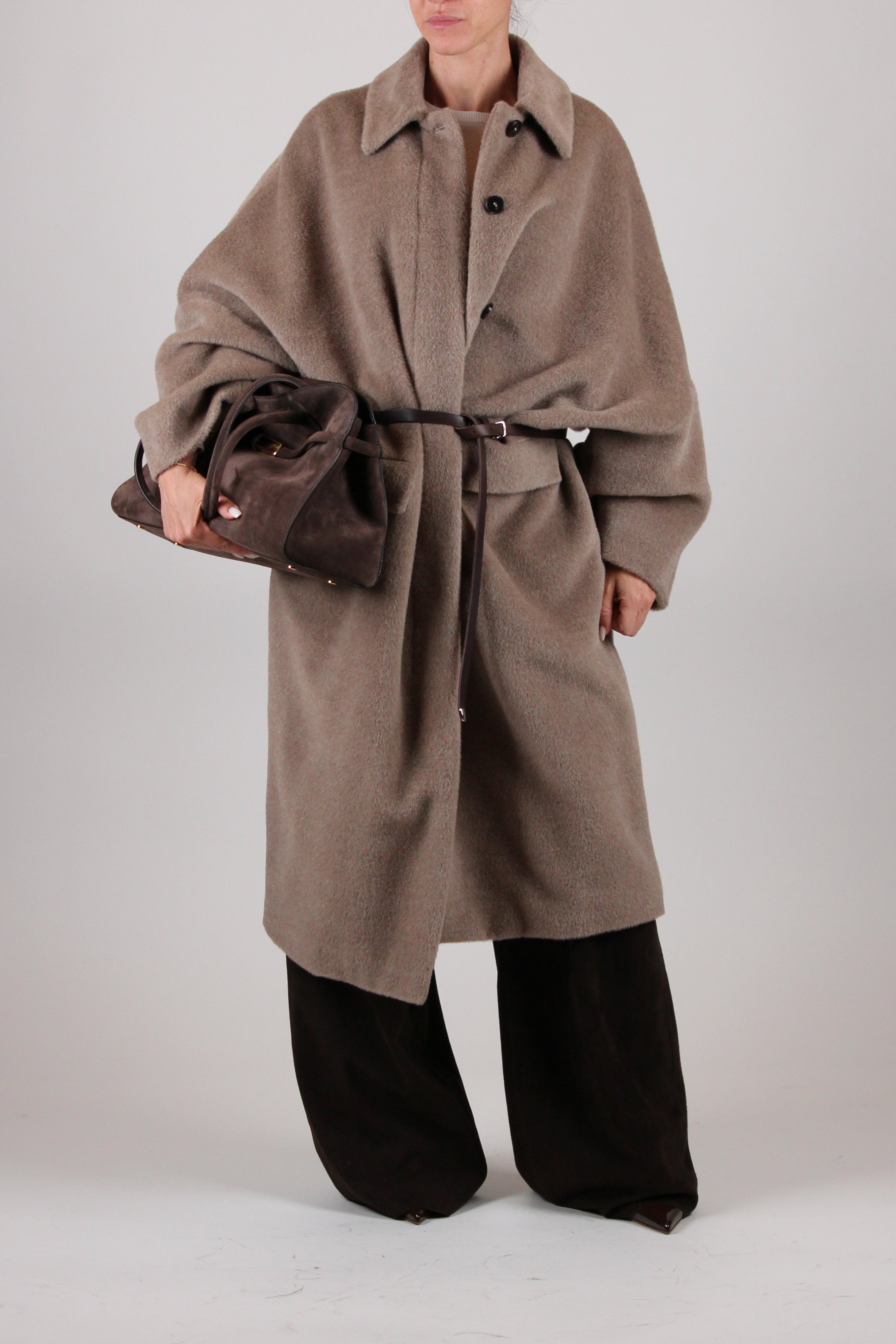 FW25-2523016122-001 ICAM CAPPOTTO OVERSIZE IN ALPACA TORTORA