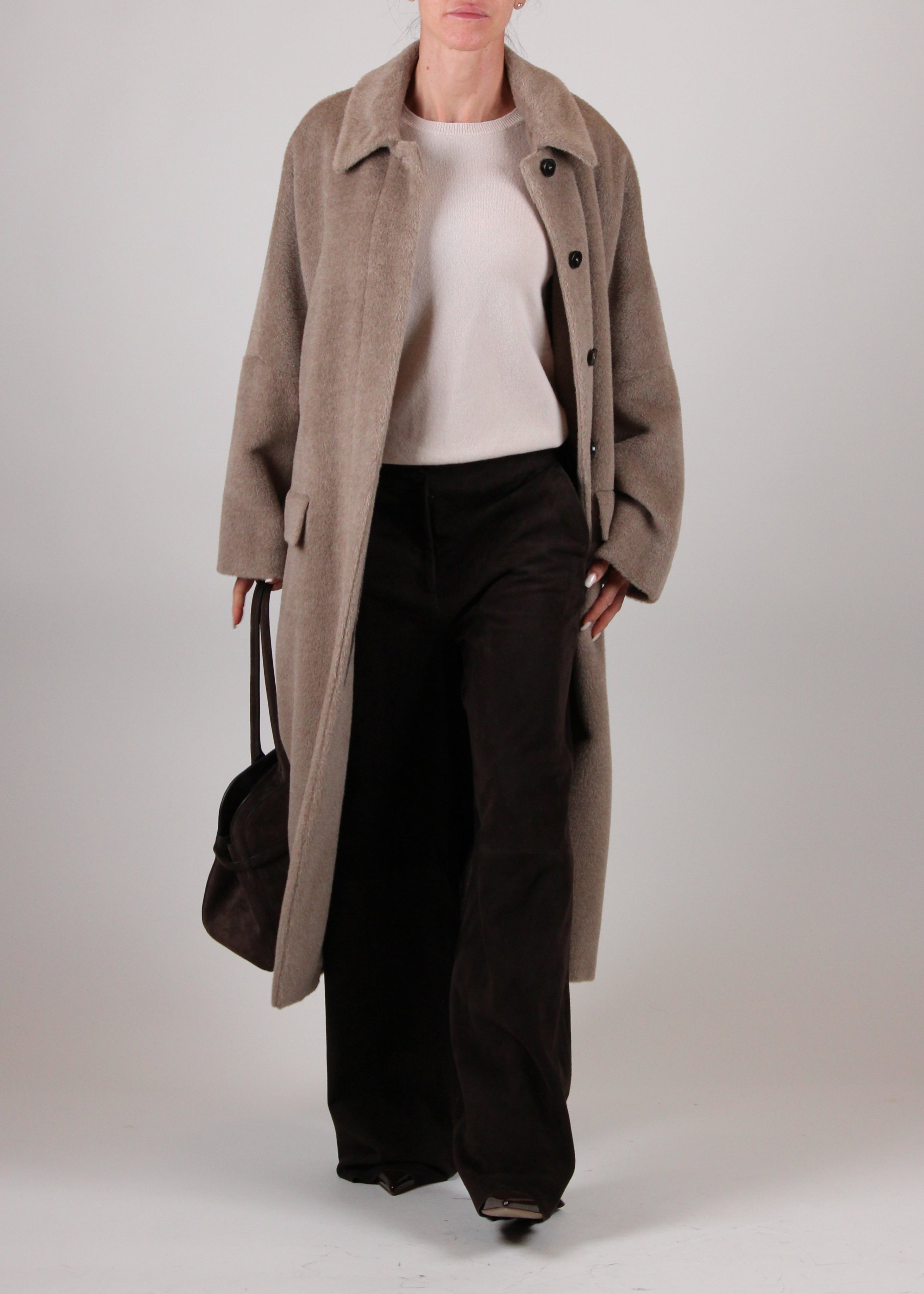 FW25-2523016122-001 ICAM CAPPOTTO OVERSIZE IN ALPACA TORTORA