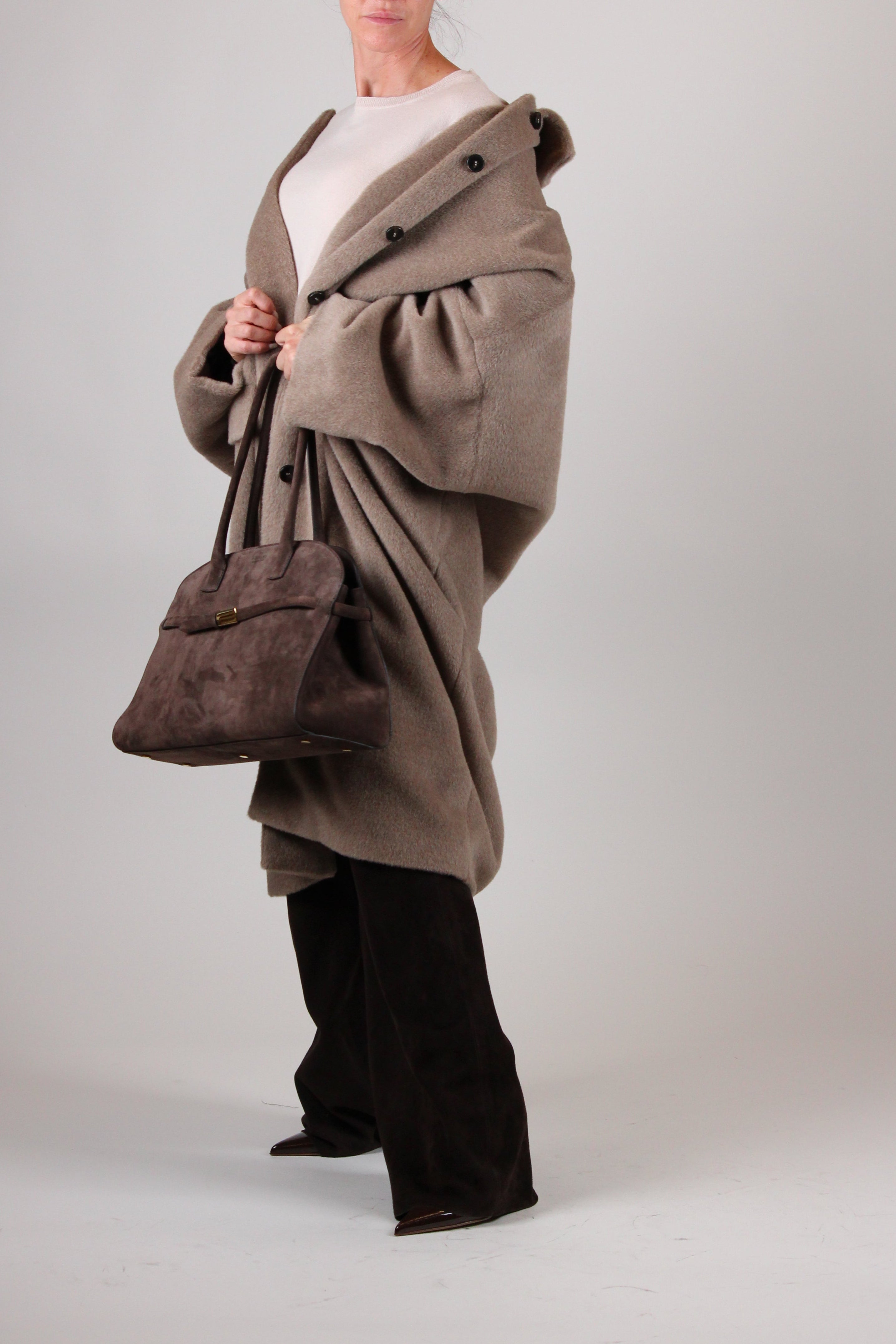 FW25-2523016122-001 ICAM CAPPOTTO OVERSIZE IN ALPACA TORTORA