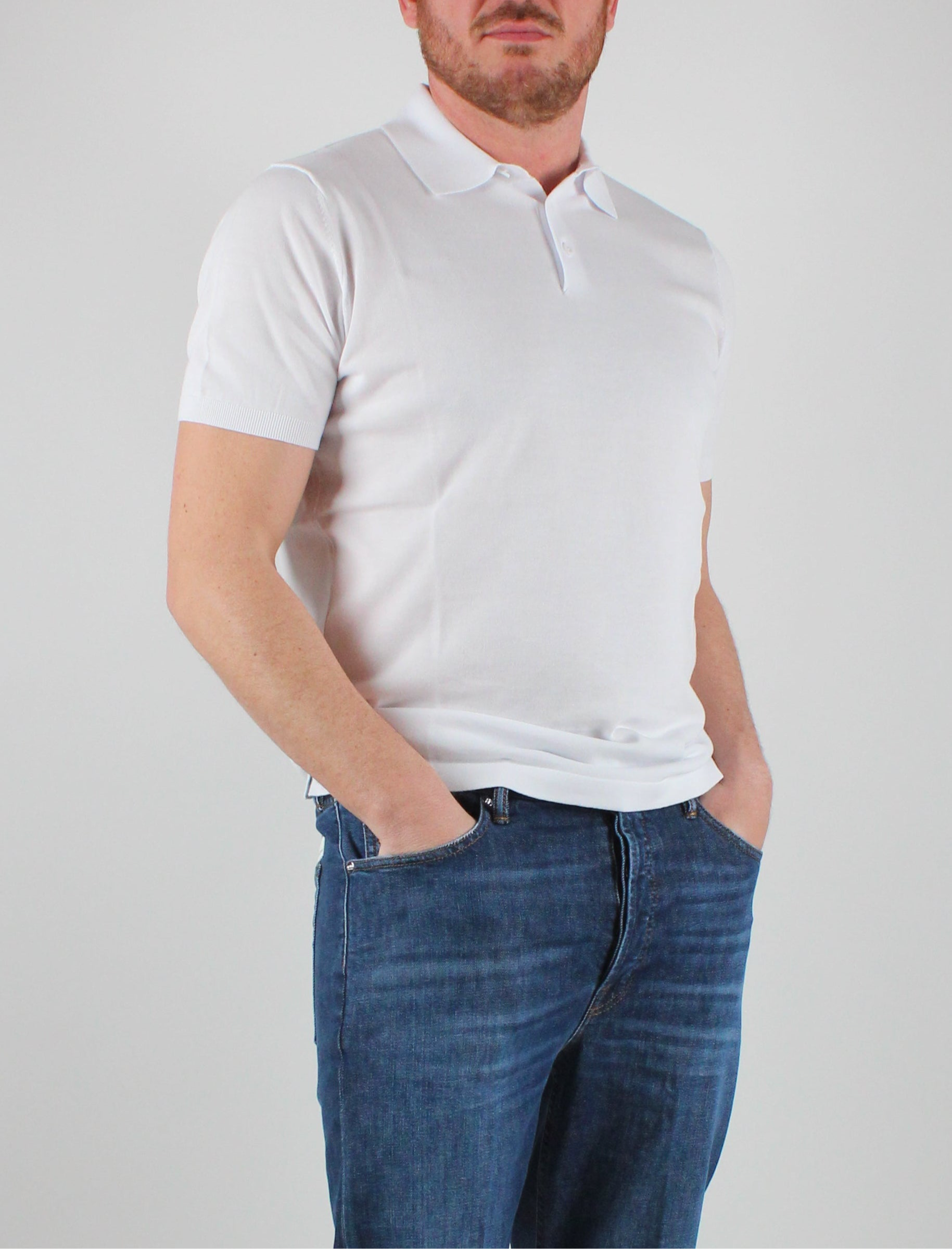 SS25-1034-26-01 POLO MANICA CORTA IN COTONE COLORE 01 BIANCO