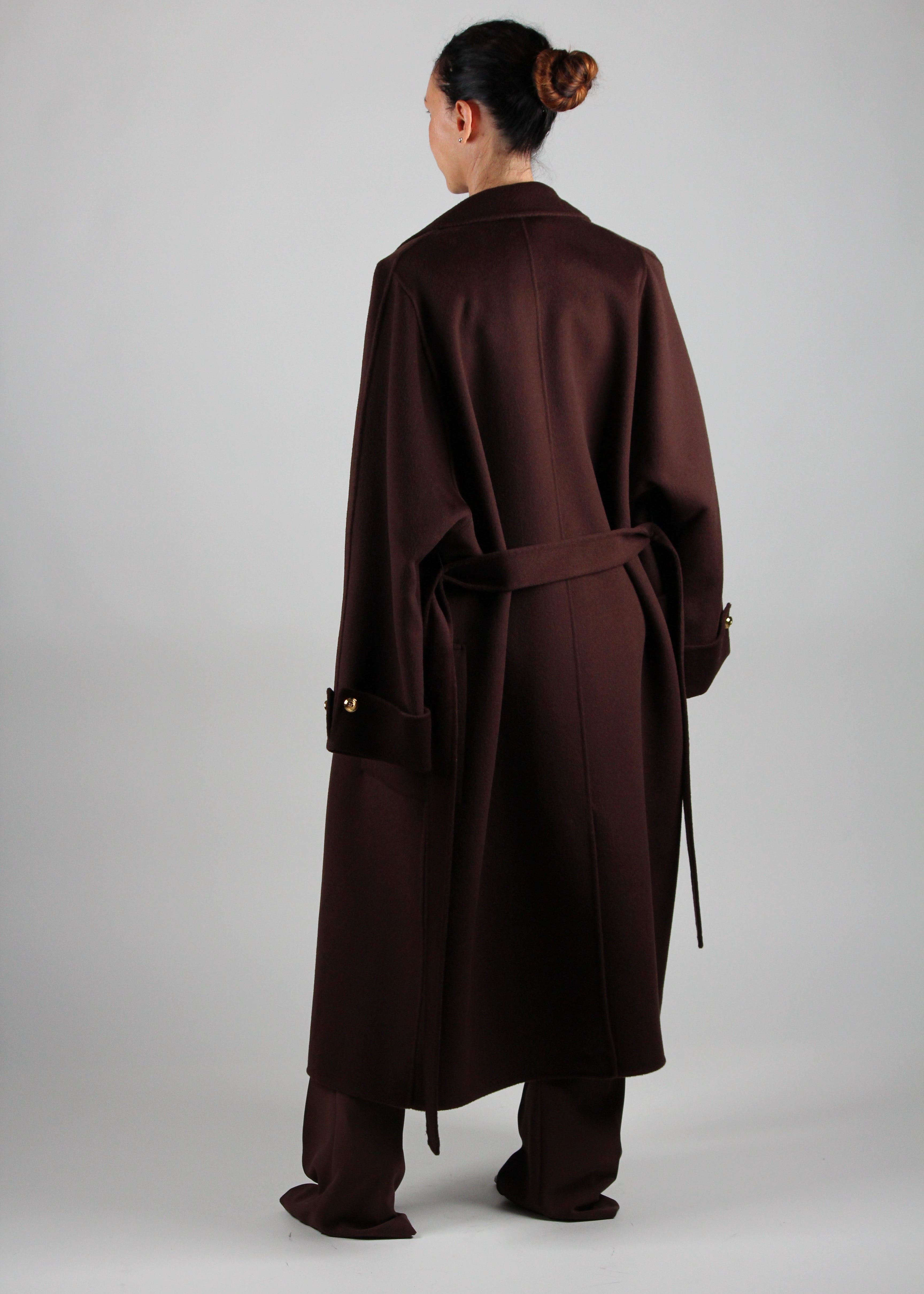 FW25-CP68D56E2 CAPPOTTO IN PANNO DI MISTO LANA DOUBLE COLORE COFFEE