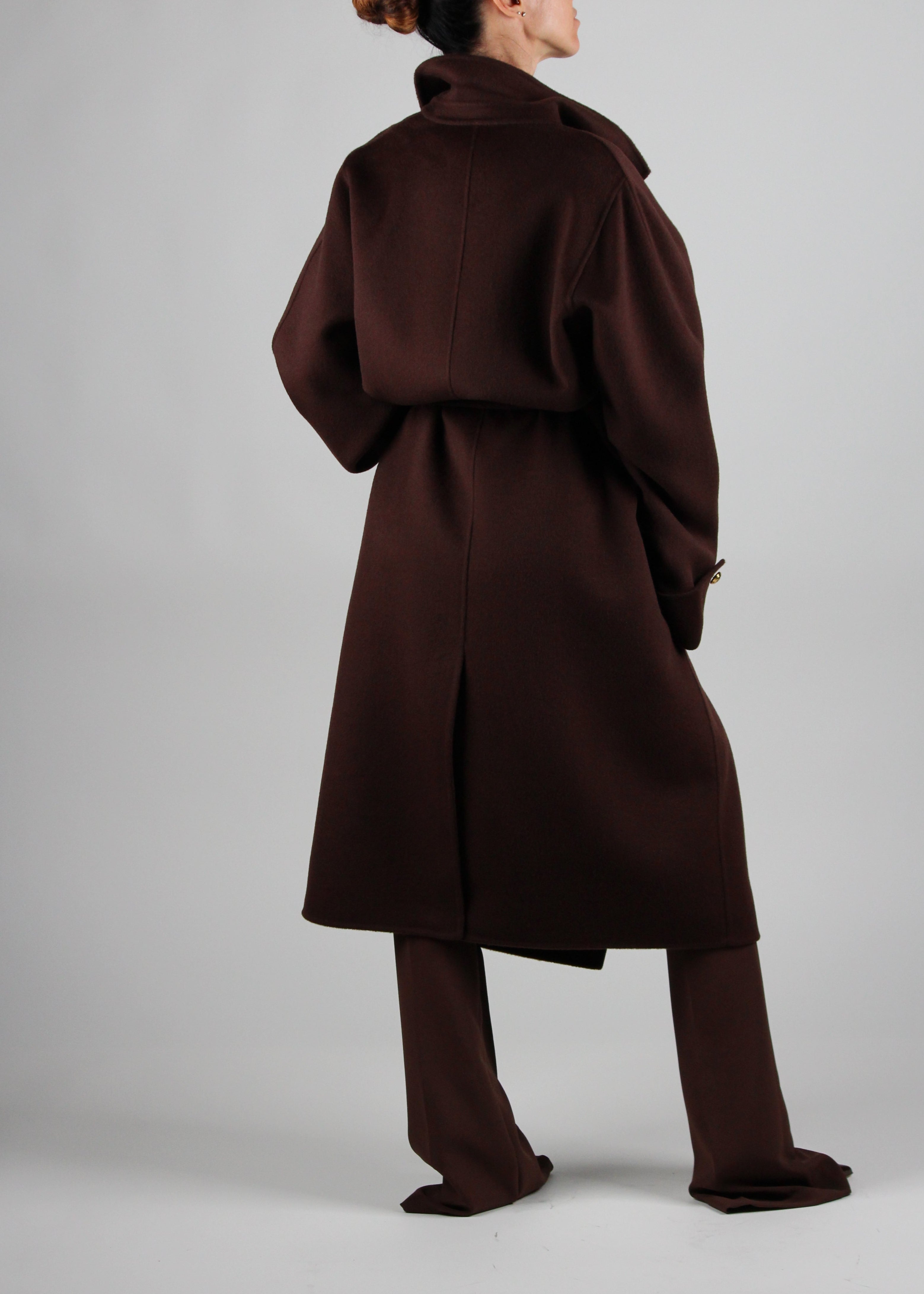 FW25-CP68D56E2 CAPPOTTO IN PANNO DI MISTO LANA DOUBLE COLORE COFFEE