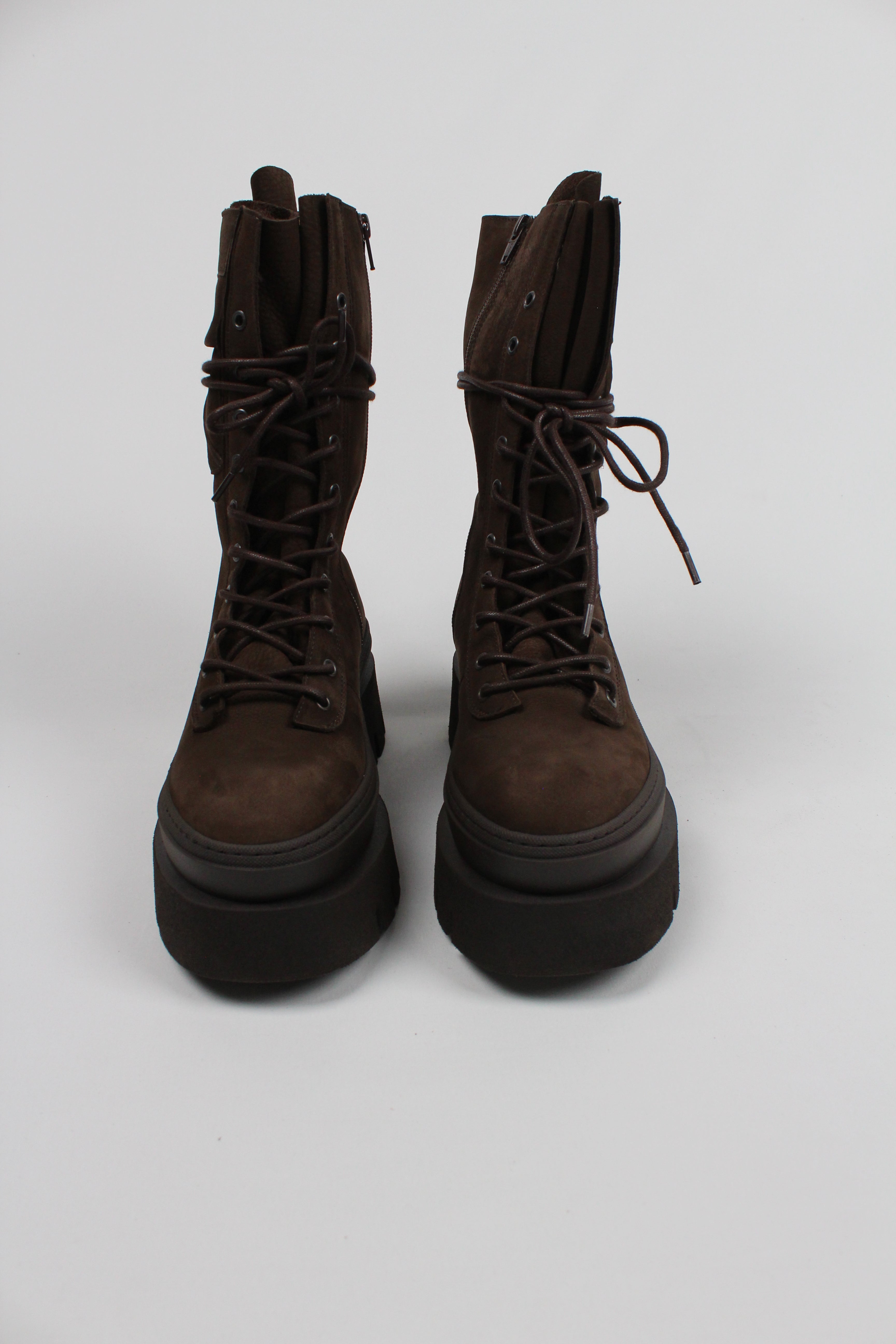 CHP691/NAB STIVALETTO LACE-UP MIDB OOT IN NABUC COL CIOCCOLATO