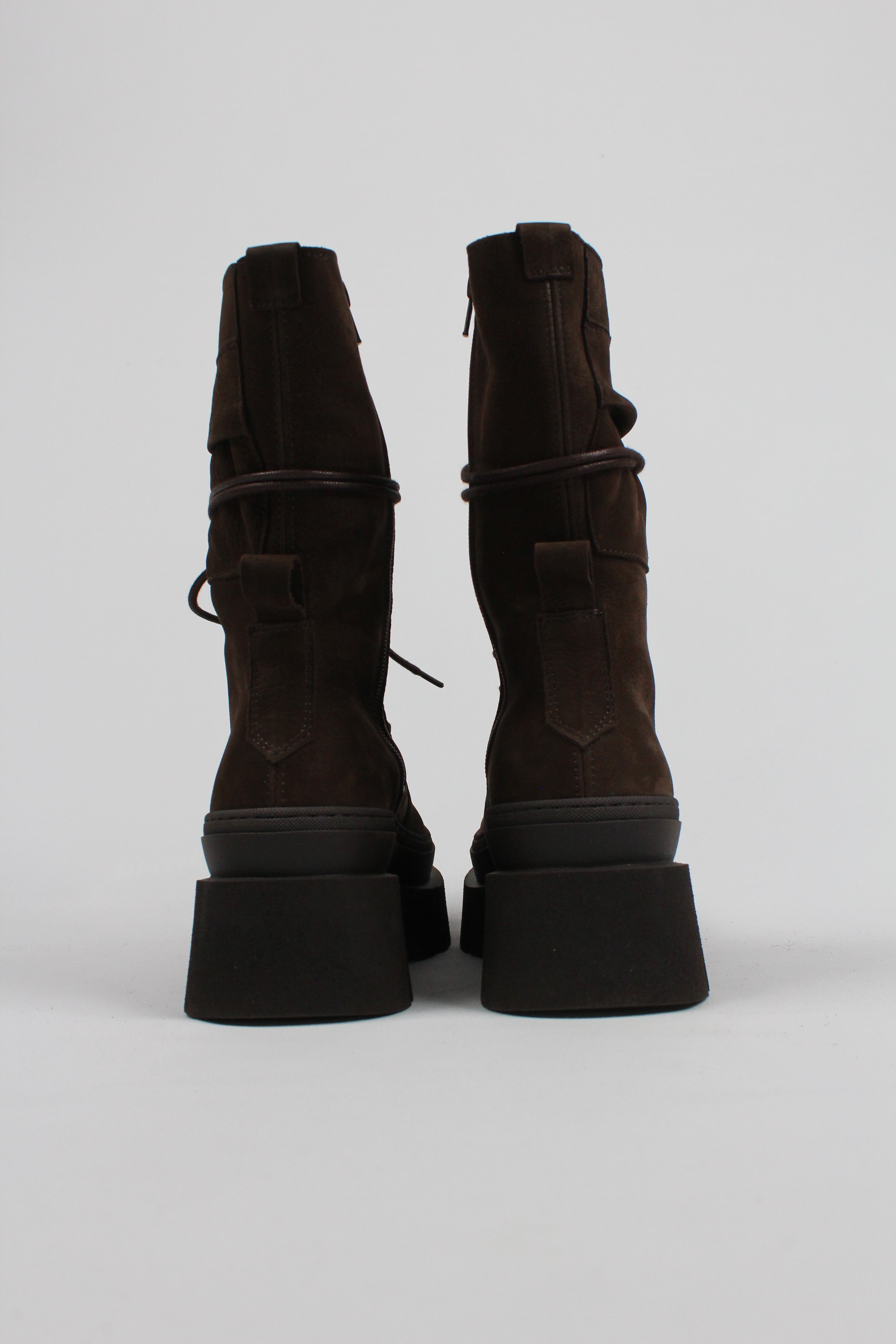 CHP691/NAB STIVALETTO LACE-UP MIDB OOT IN NABUC COL CIOCCOLATO