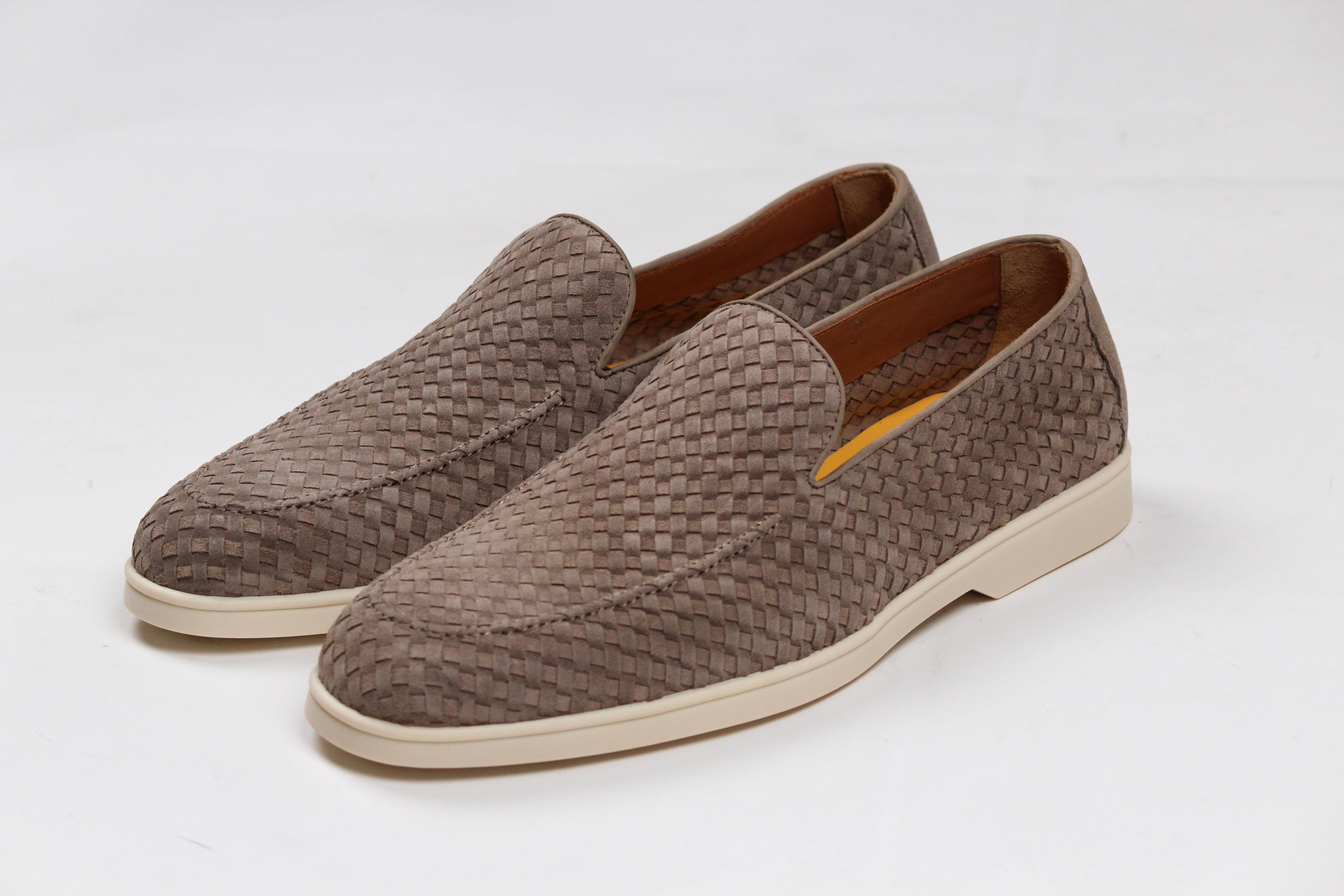 DU3416NWMAUY261GM05. MOCASSINO ADLER IN SUEDE INTRECCIATO TAUPE
