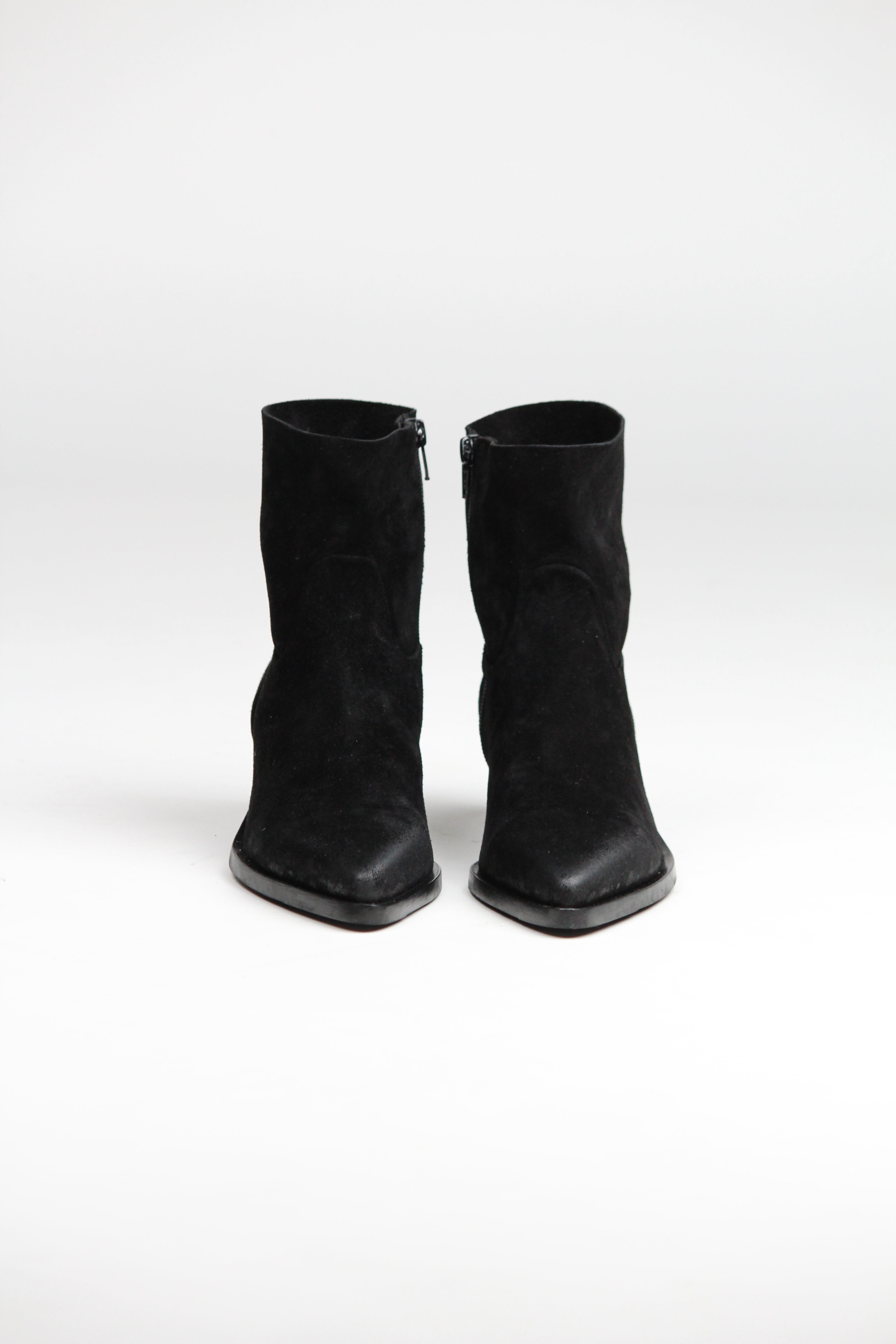 E4519 TRONCHETTO SHILA IN PELLE SCAMOSCIATA NERO