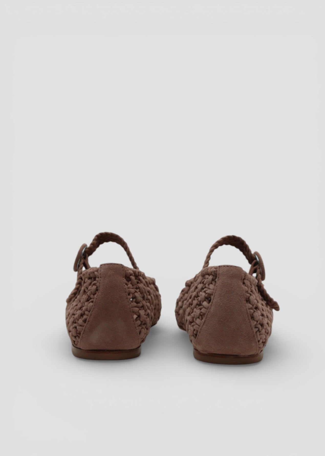 SS26-E4633-C Ballerina in Suede Biscotto Intrecciata