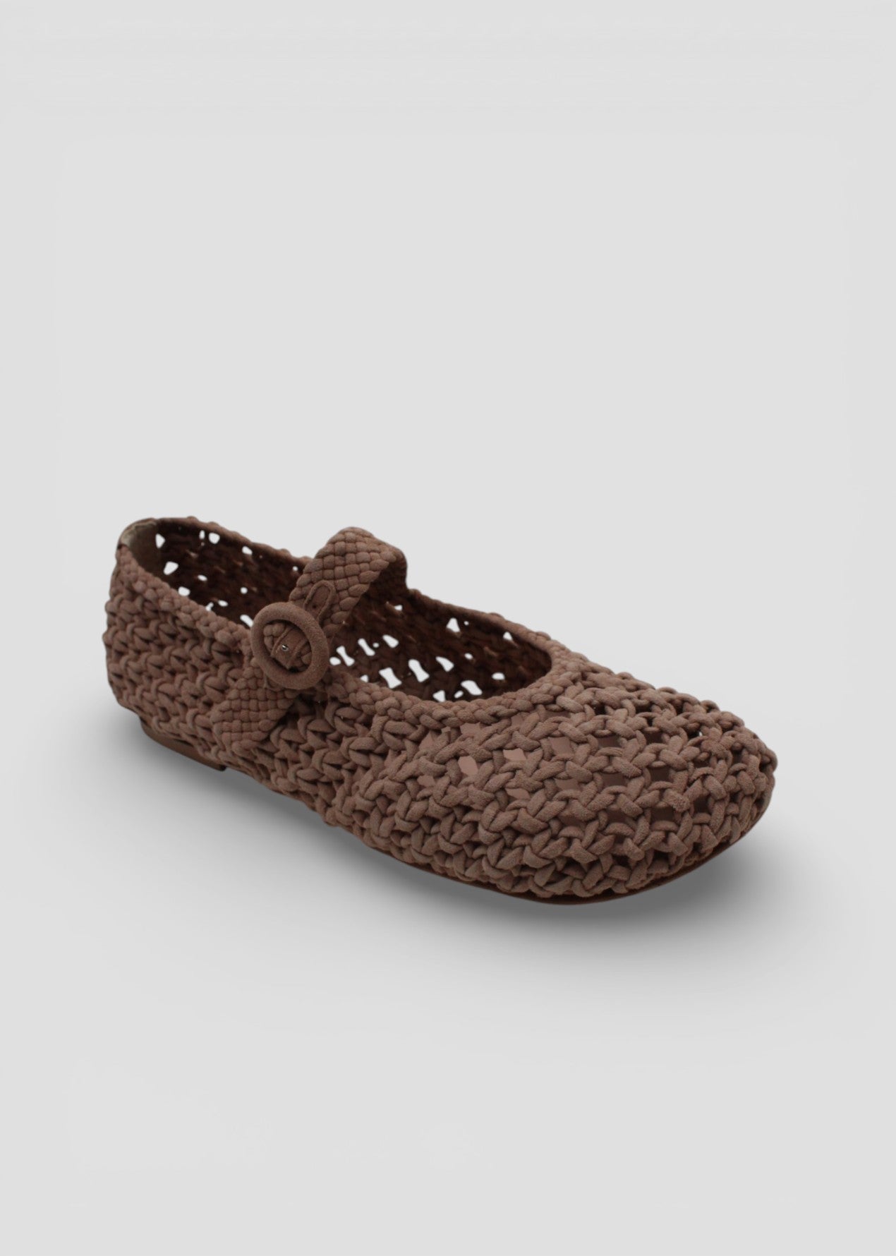 SS26-E4633-C Ballerina in Suede Biscotto Intrecciata