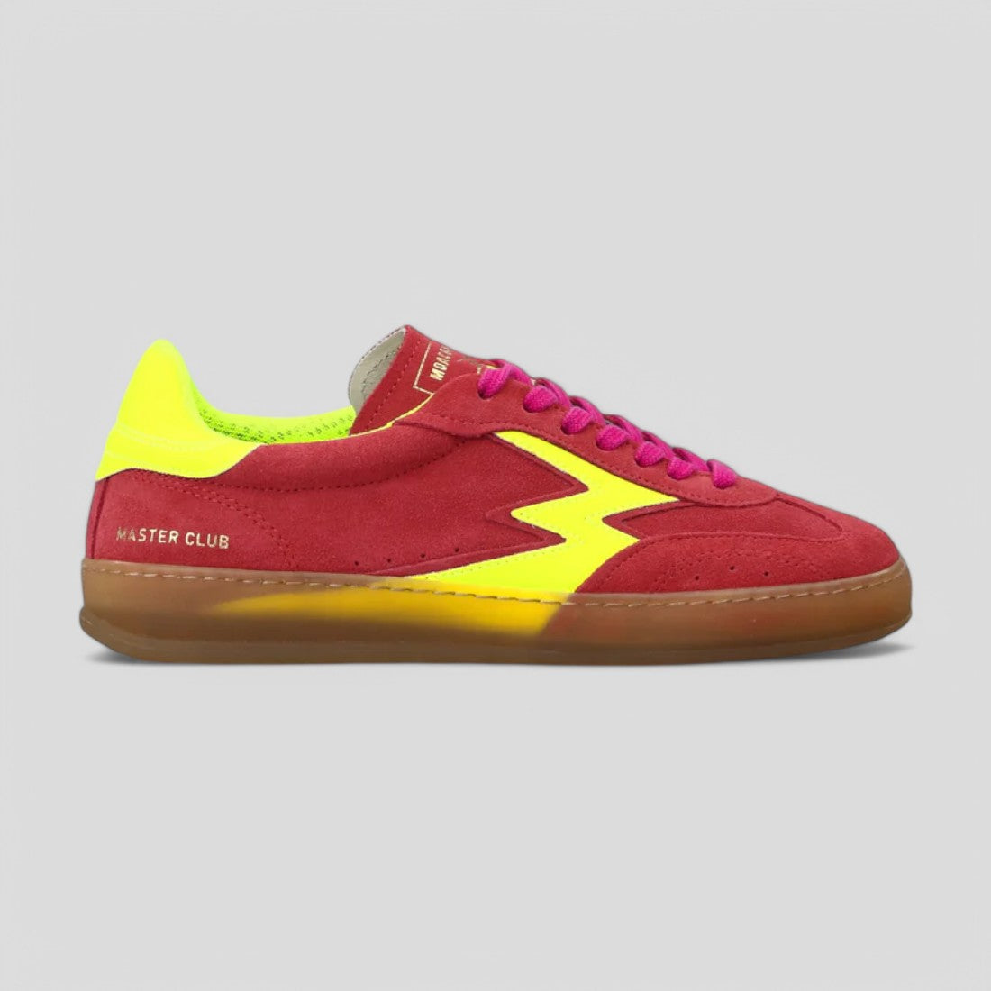 CL042 NEON YELLOW RUBBER LEATHER DETAILS RASPBERRY CLUB