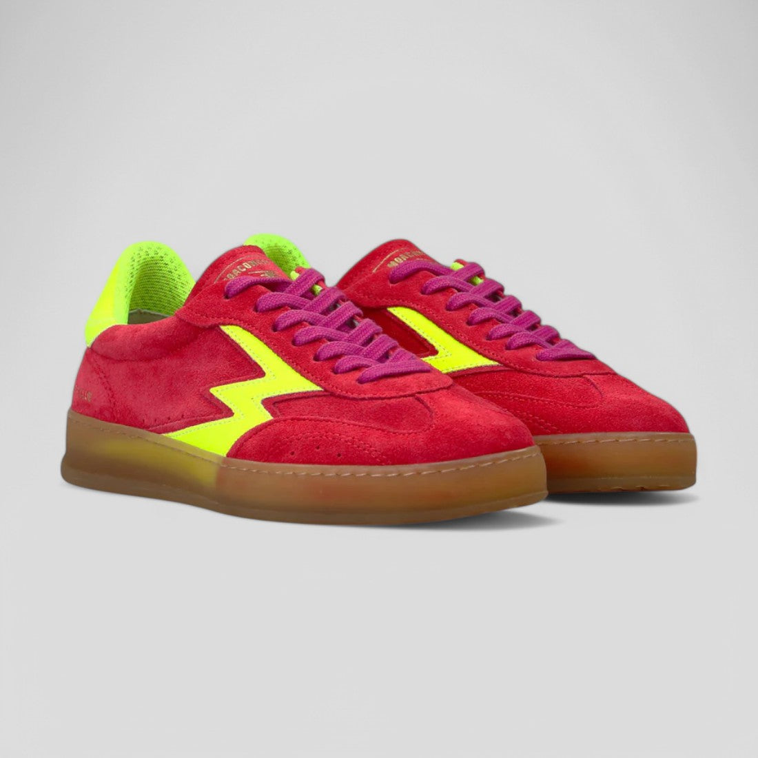 CL042 NEON YELLOW RUBBER LEATHER DETAILS RASPBERRY CLUB