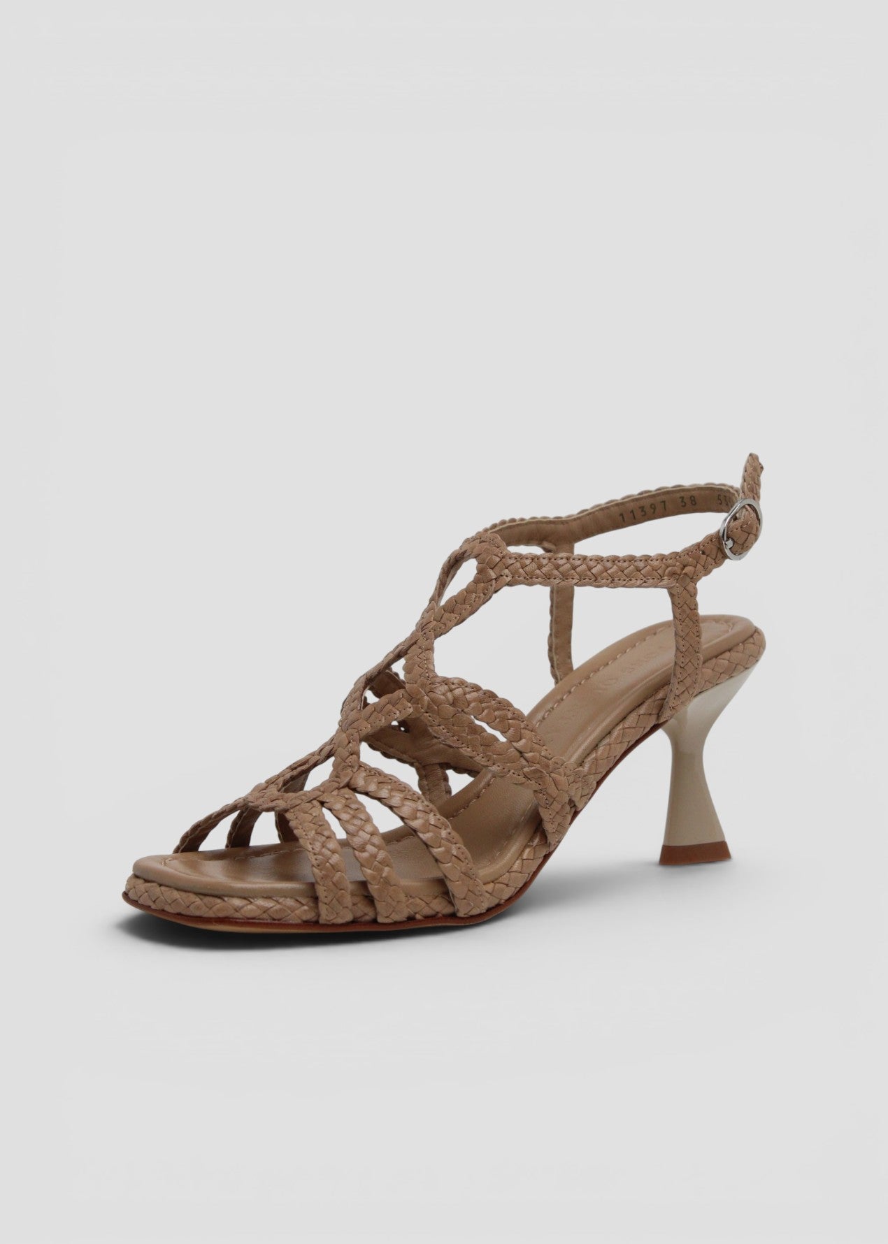 11397 FIJI SANDALO IN PELLE INTRECCIATA COLOR TAUPE