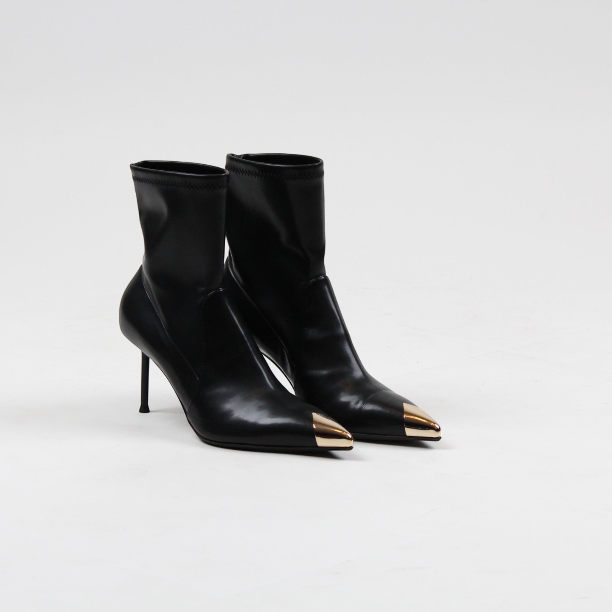 TRONCHETTO GALLIA5-PU ARLY NERO ELAST.CON ACCESSORIO SULLA PUNTA IN ACCIAIO