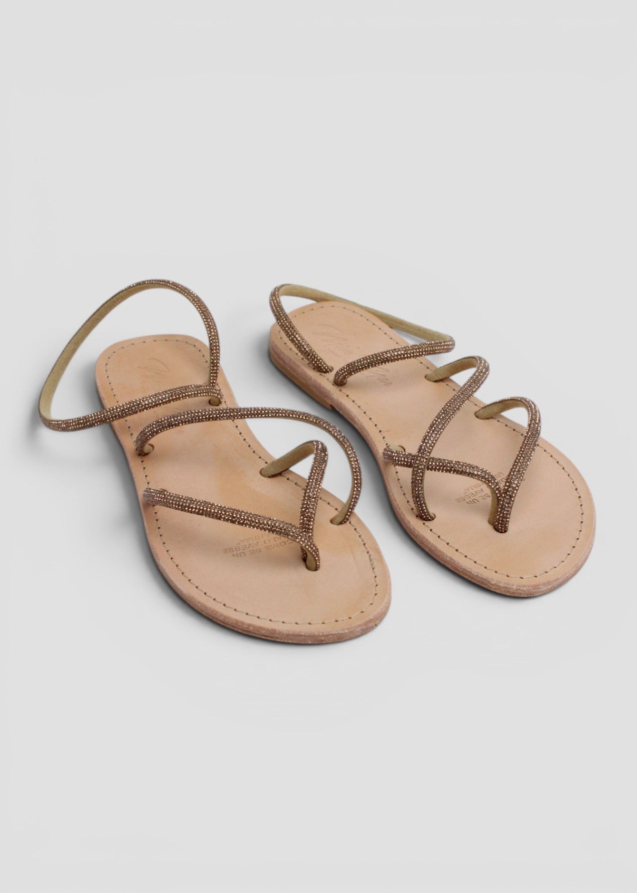 GEMMA – SANDALO INFRADITO IN STRASS COLOR ORO CON CINTURINO ALLA CAVIGLIA