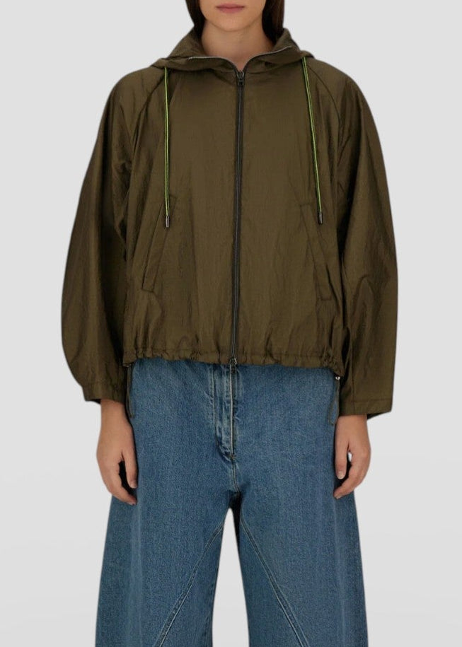 SS26-GI000356D-12701 GIACCA COTA CON CAPPUCCIO VERDE MILITARE