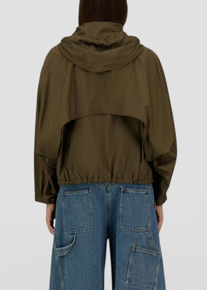 SS26-GI000356D-12701 GIACCA COTA CON CAPPUCCIO VERDE MILITARE