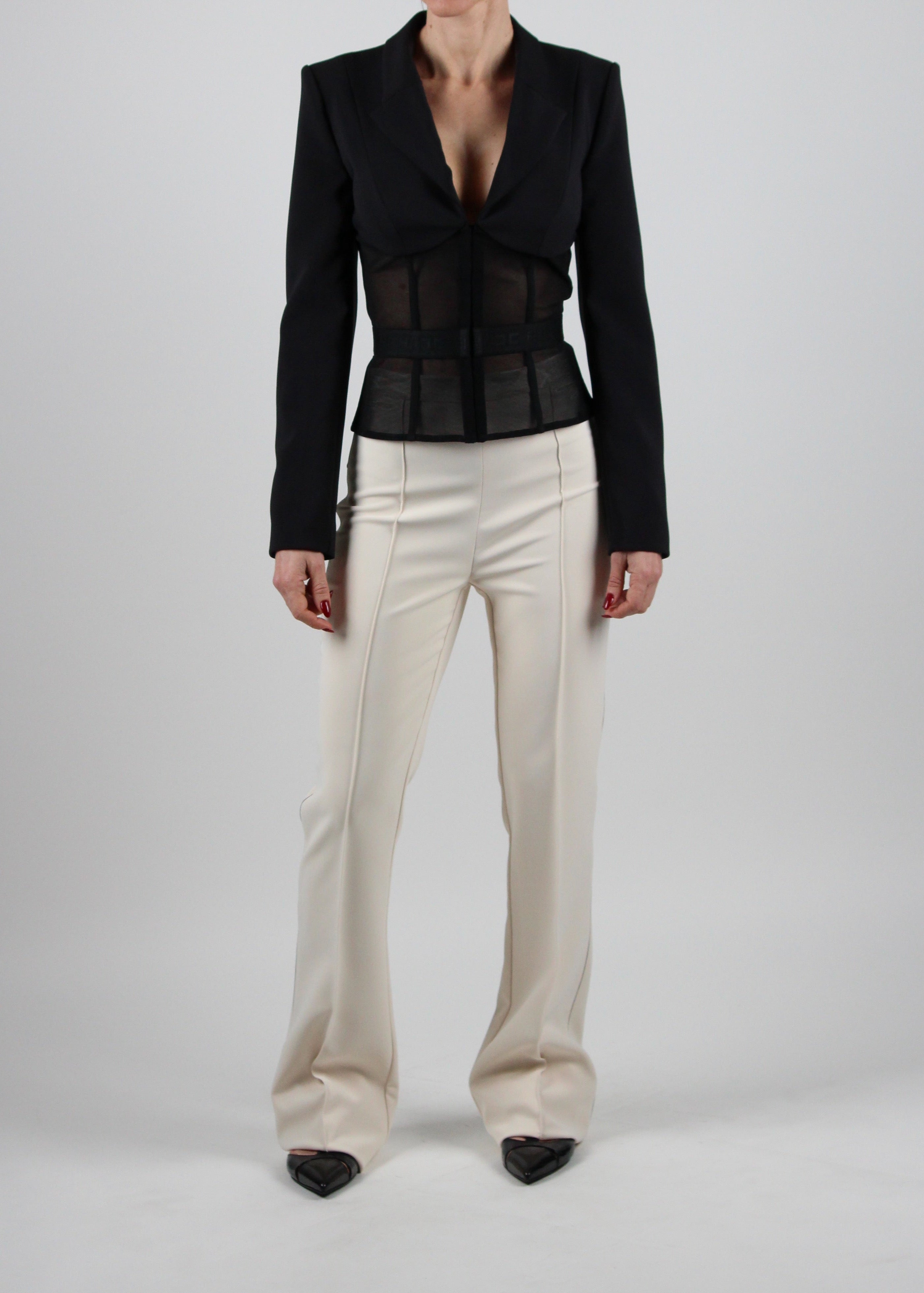 GI13151E2 GIACCA IN CRÊPE E TULLE COL. NERO