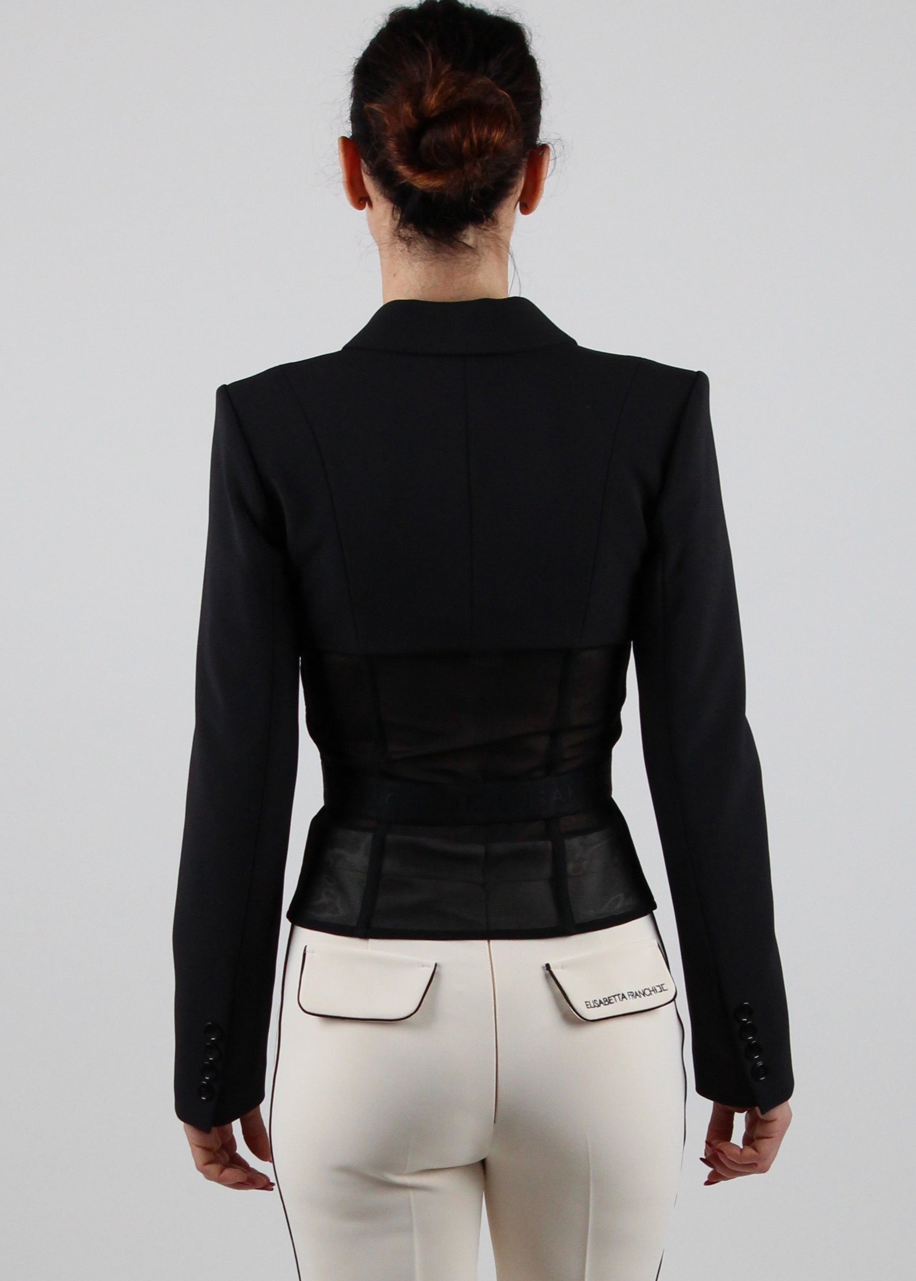 GI13151E2 GIACCA IN CRÊPE E TULLE COL. NERO
