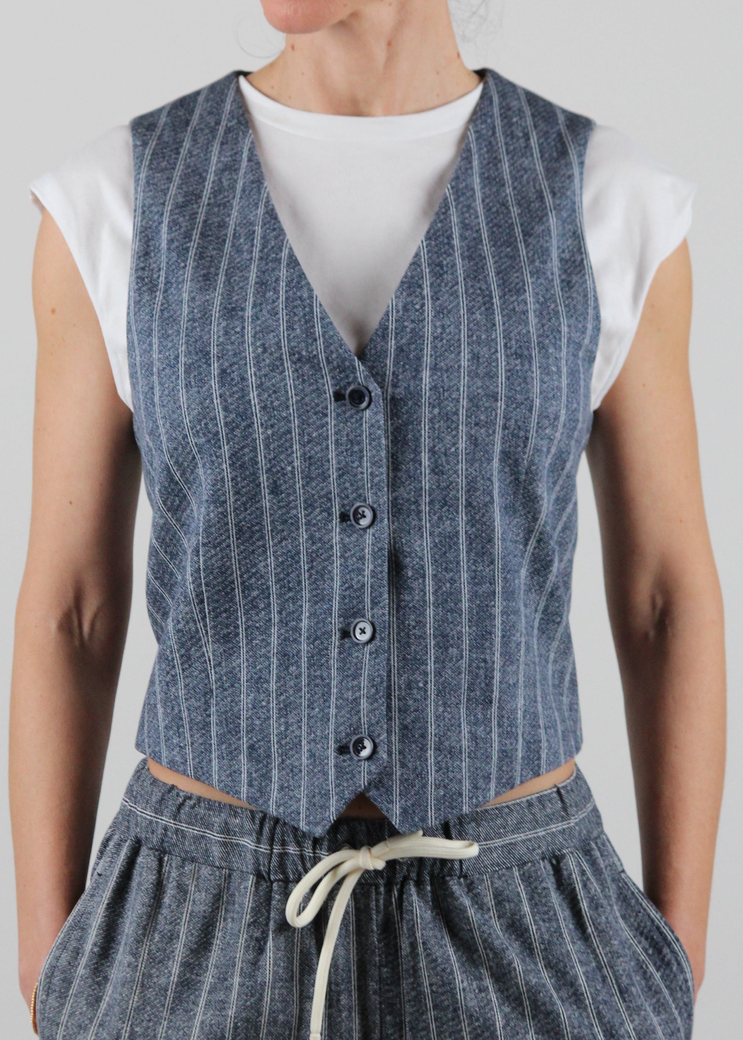 FD3486 GILET PIQUET SP.COLORE BLU