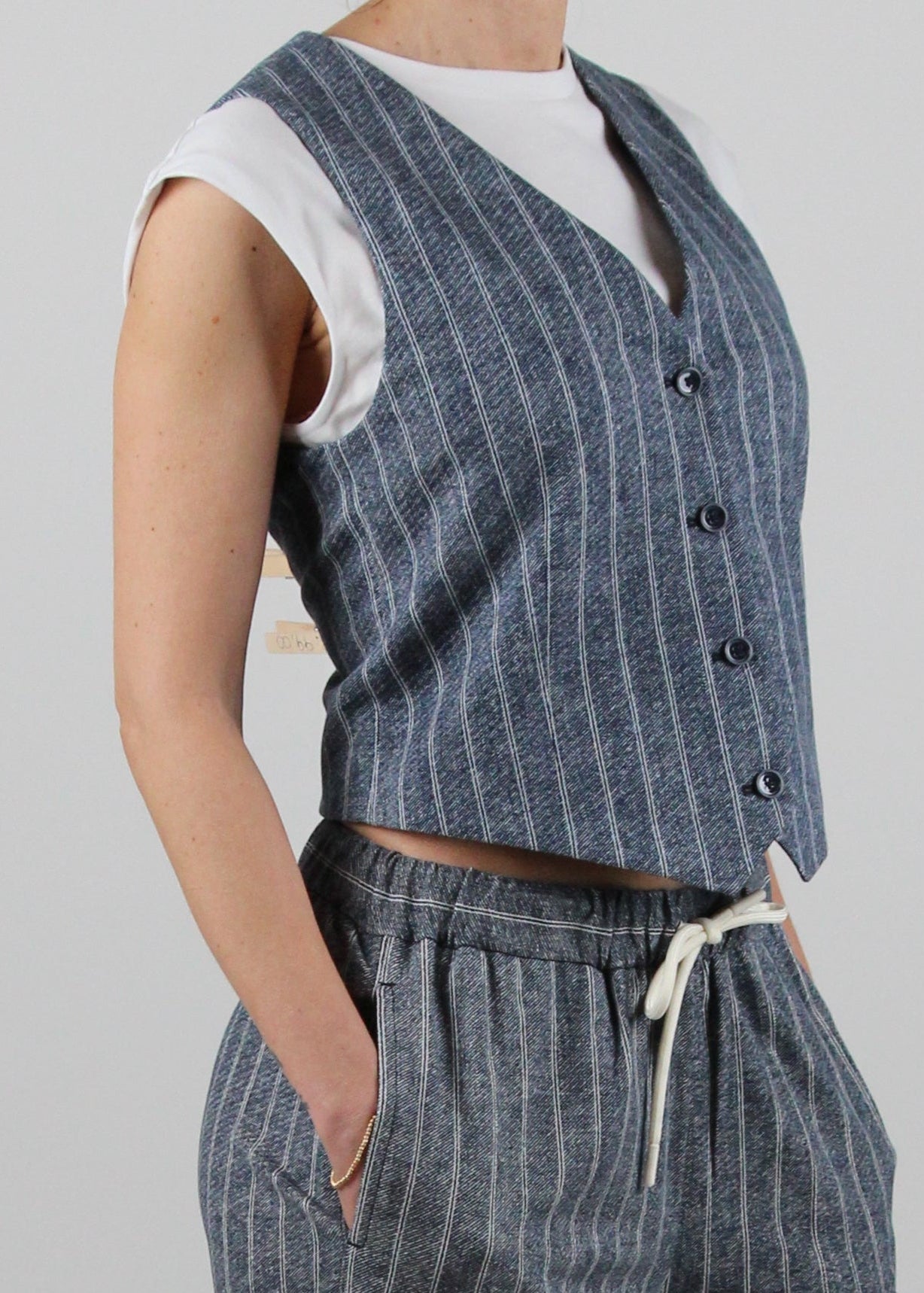 FD3486 GILET PIQUET SP.COLORE BLU