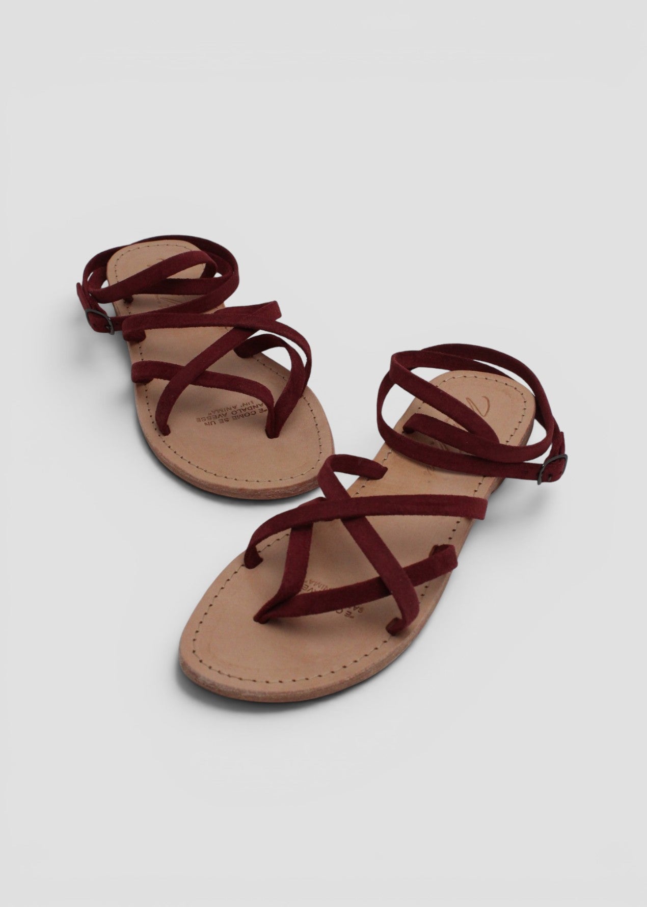GISELLA – SANDALO INFRADITO MODELLO SCHIAVA IN SUEDE BORDEAUX