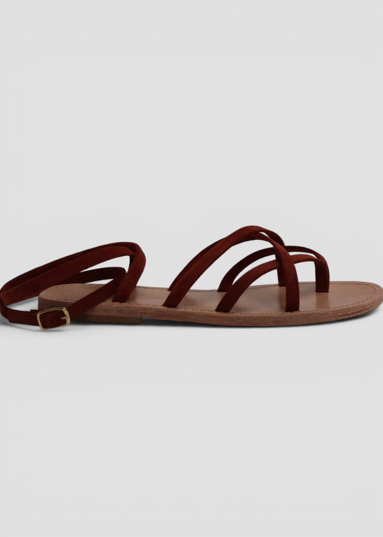 GISELLA – SANDALO INFRADITO MODELLO SCHIAVA IN SUEDE MATTONE