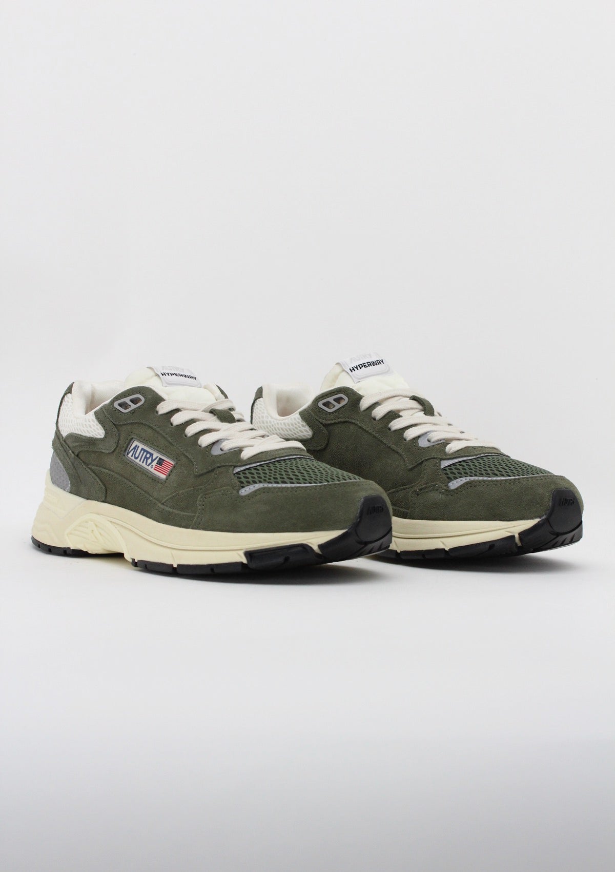 HYLM UM24 SNEAKERS UOMO AUTRY HYPERWAY - VERDE MILITARE / CREMA / ARGENTO