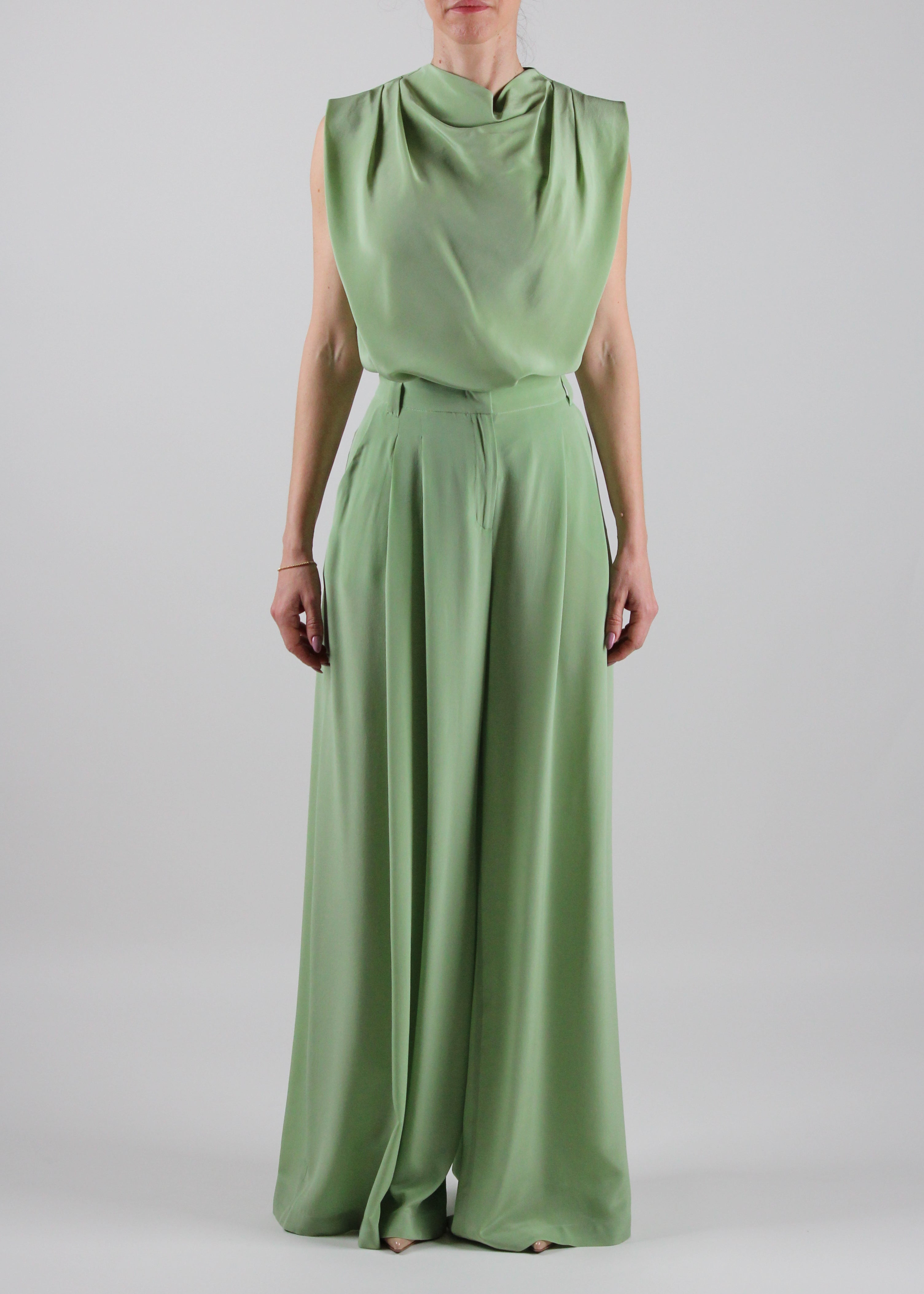 PANTALONE SEDIA IN CREPE DE CHINE DI PURA SETA EDEN