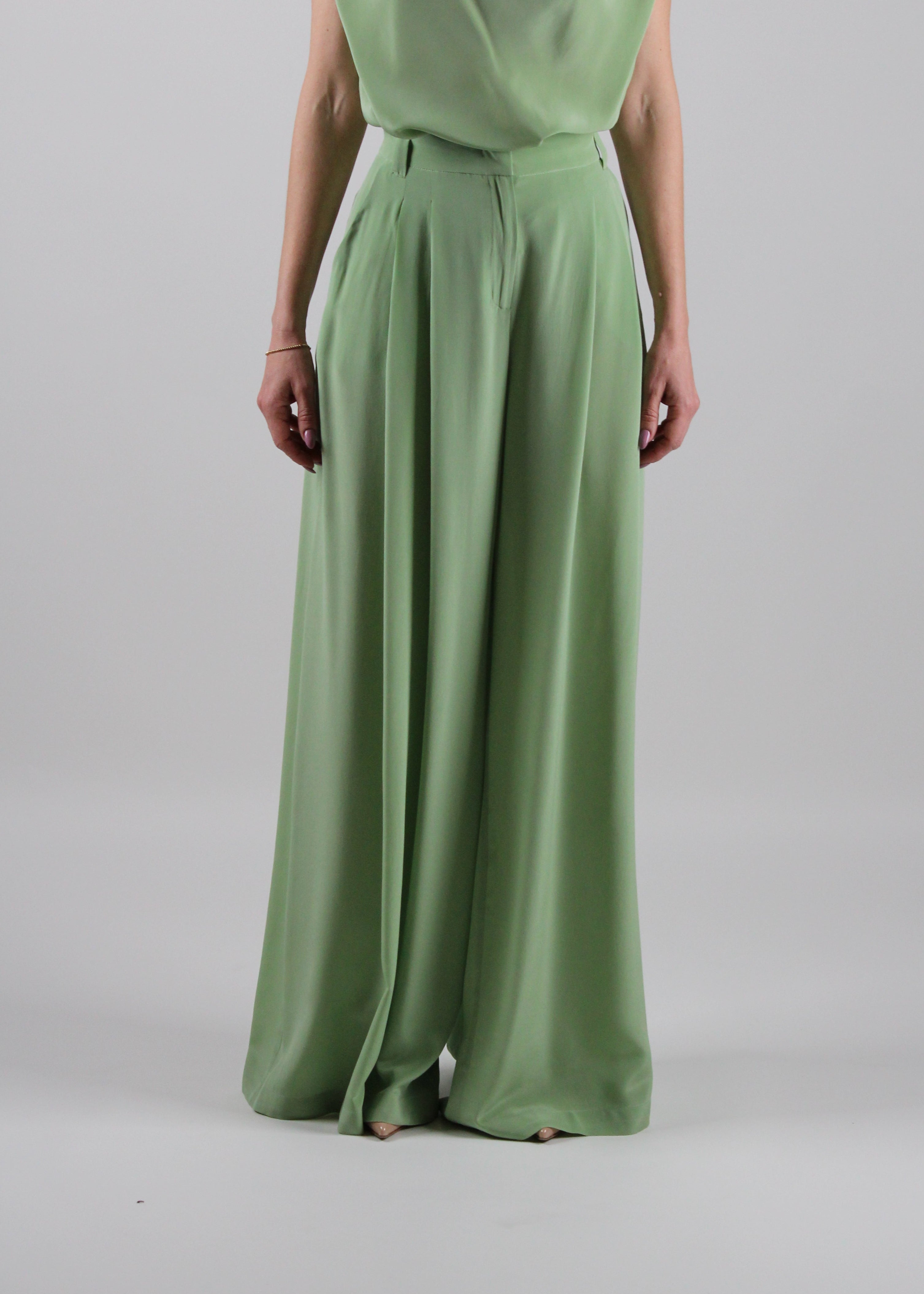 PANTALONE SEDIA IN CREPE DE CHINE DI PURA SETA EDEN