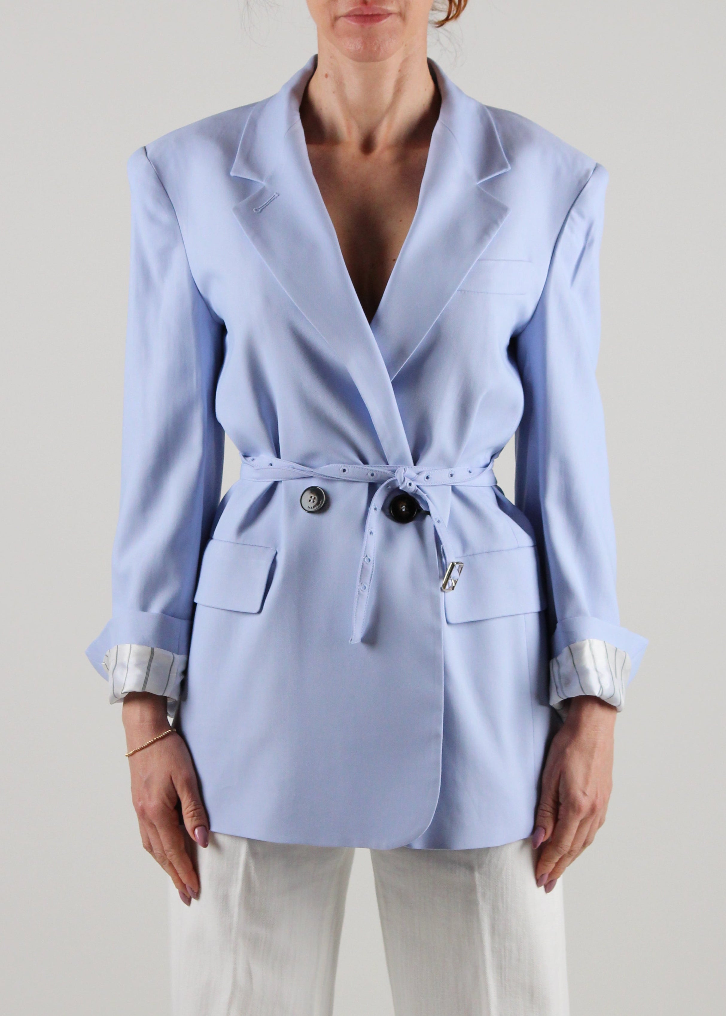 GIACCA MANISA LUNGO STRETCH AZZURRO CHIARO