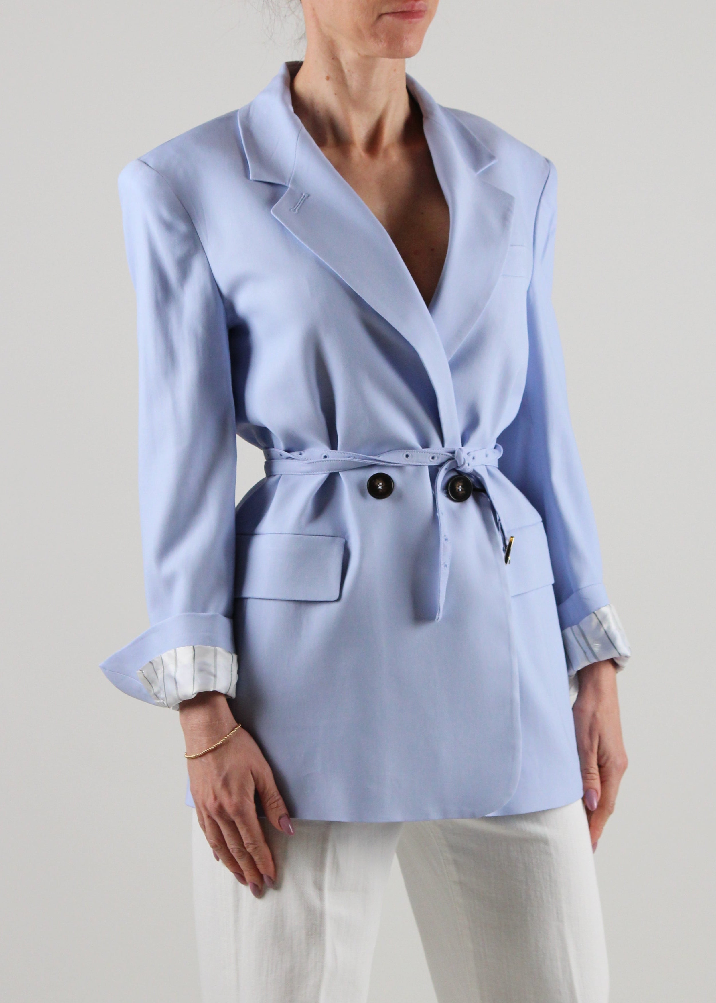 GIACCA MANISA LUNGO STRETCH AZZURRO CHIARO