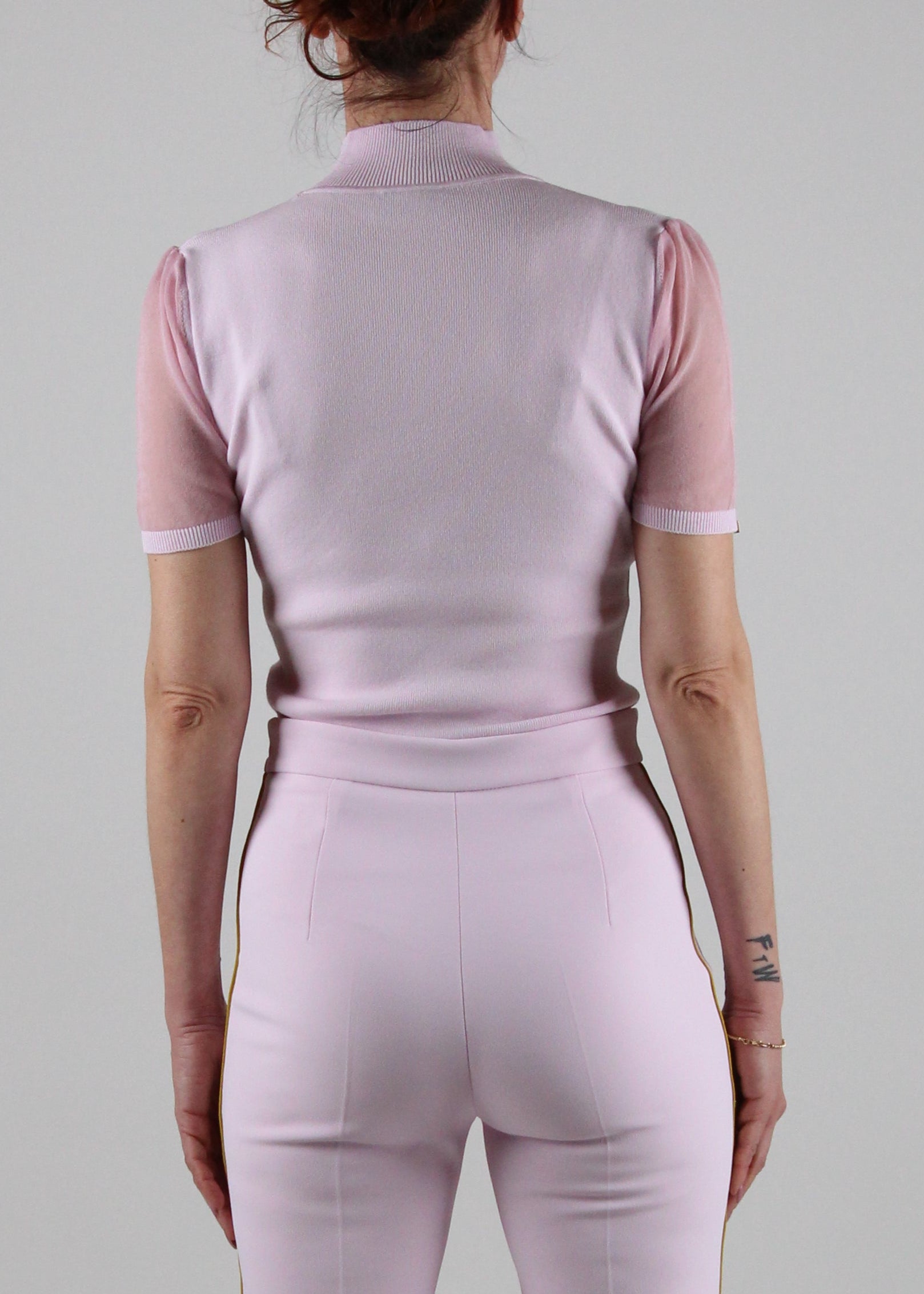 MK43Q51E2 MAGLIA A COLLO ALTO CON TRASPARENZE COLORE QUARZO