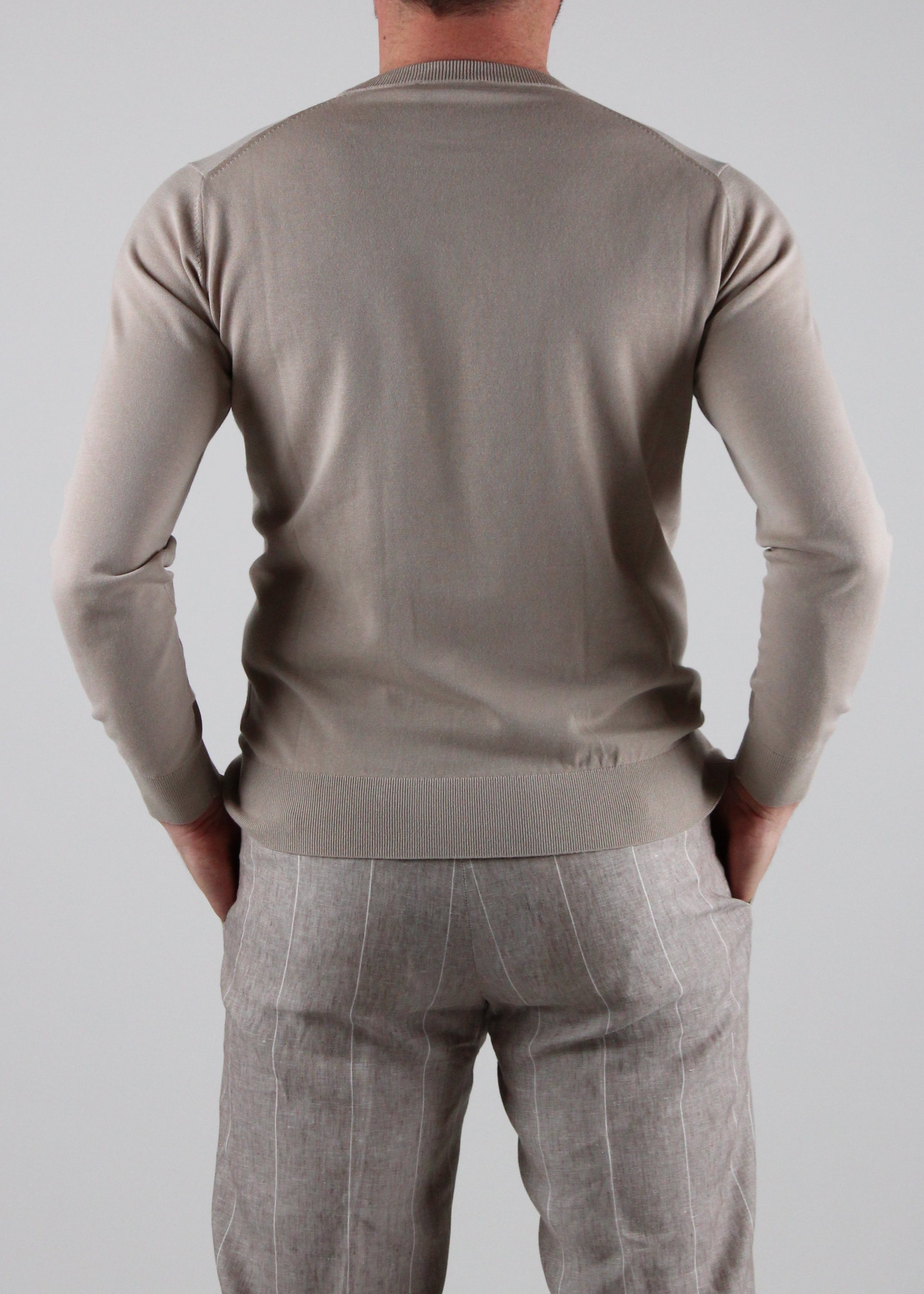 SS25-1034-01-182 MAGLIA GIROCOLLO RASATO IN COTONE COLORE 182 CREMA