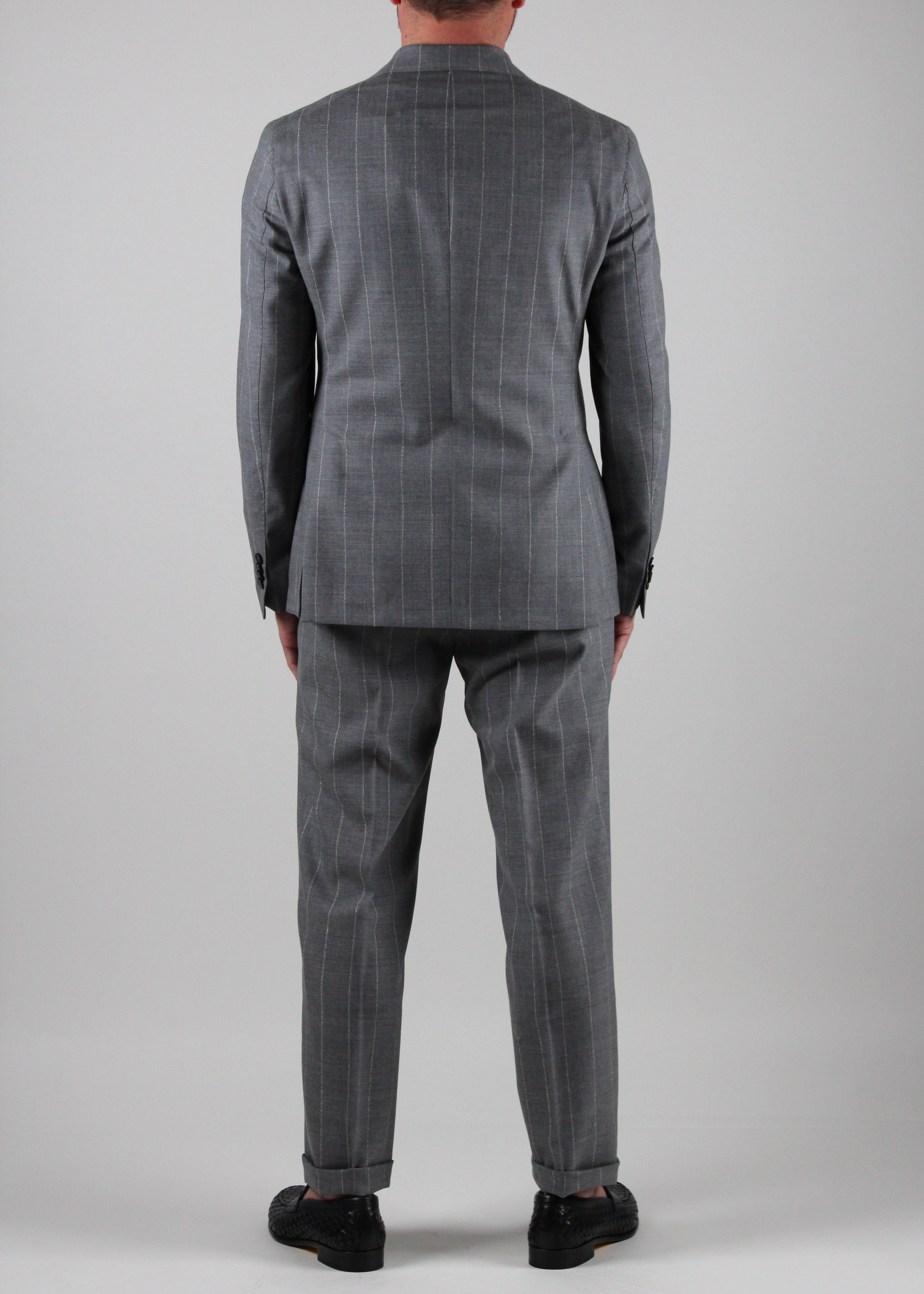 3686-S-53437/02. ABITO UOMO DOPPIOPETTO IN FRESCO DI LANA COLORE GRIGIO SCURO