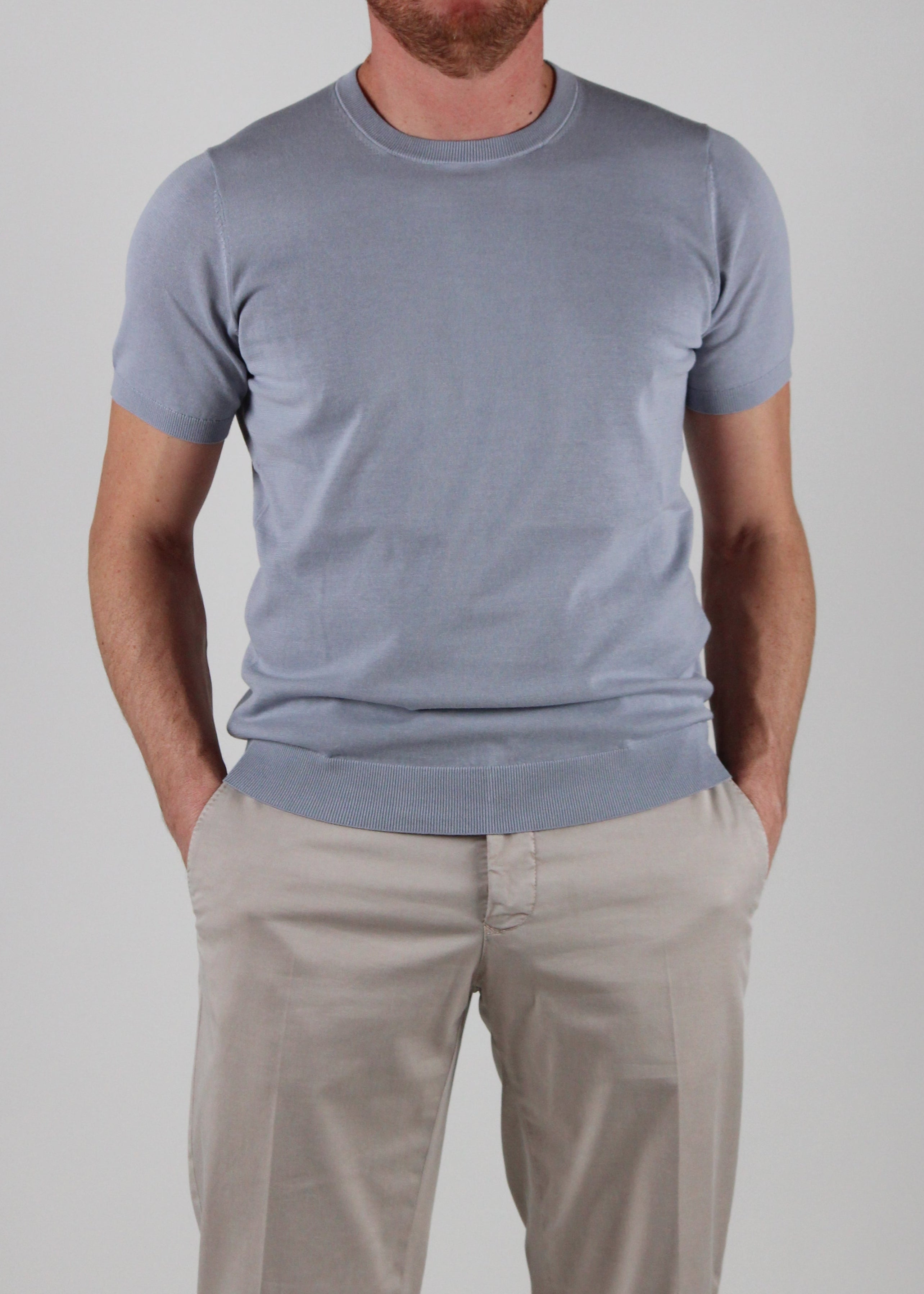 SS25-1034-21-214 MAGLIA GIROCOLLO MANICA CORTA COLORE 214 POLVERE