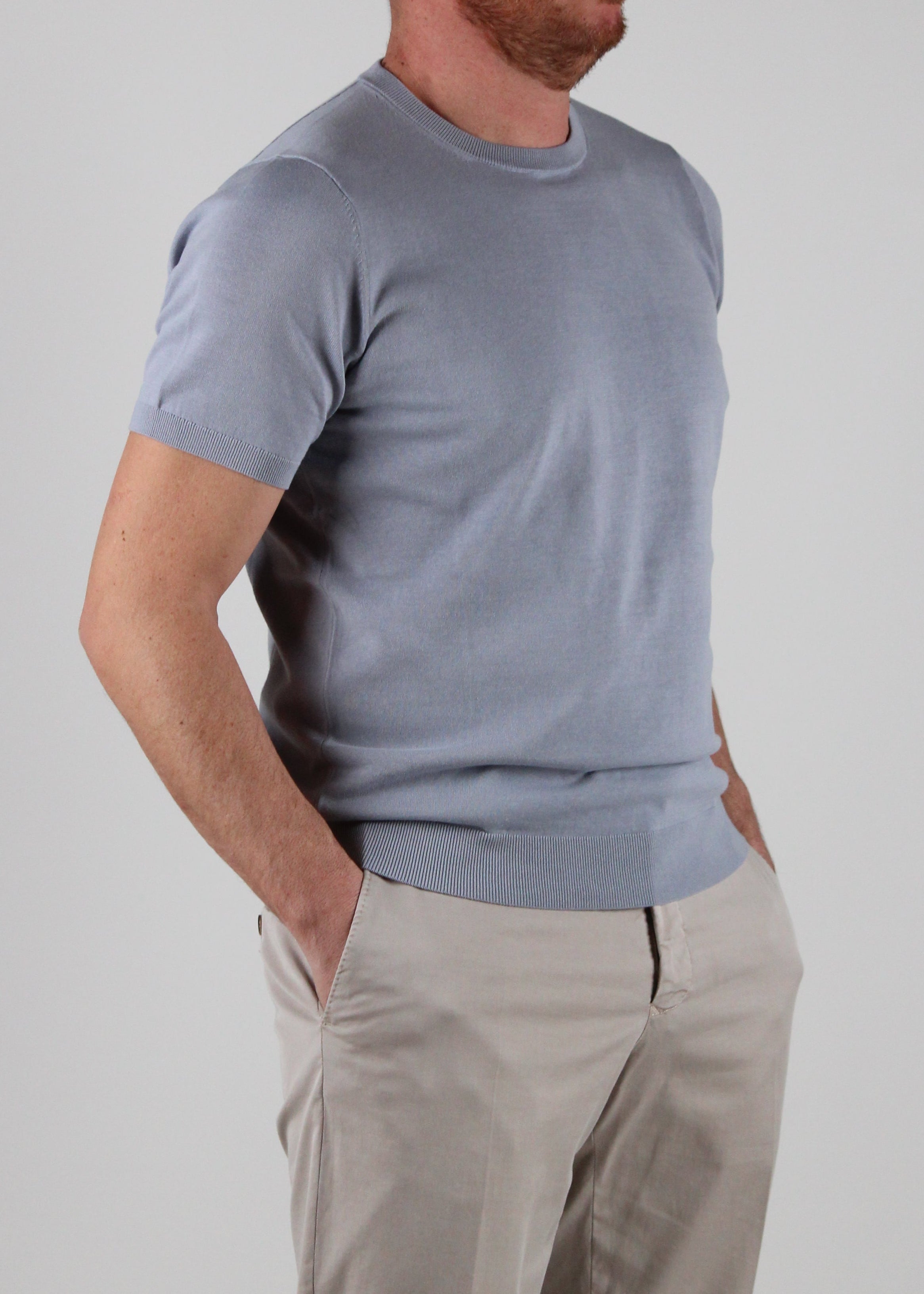 SS25-1034-21-214 MAGLIA GIROCOLLO MANICA CORTA COLORE 214 POLVERE