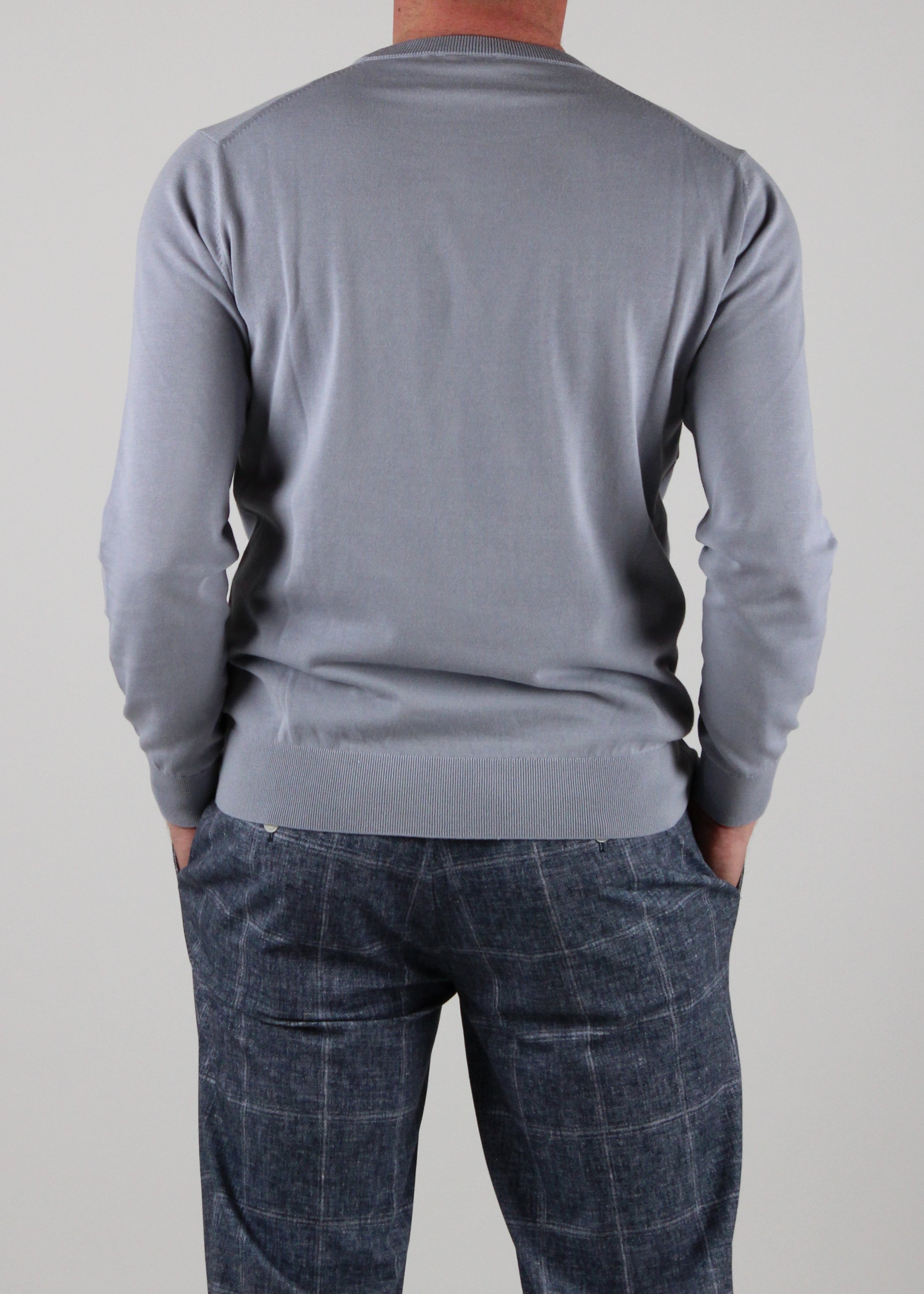 SS25-1034-01-214 MAGLIA GIROCOLLO RASATO IN COTONE COLORE 214 POLVERE
