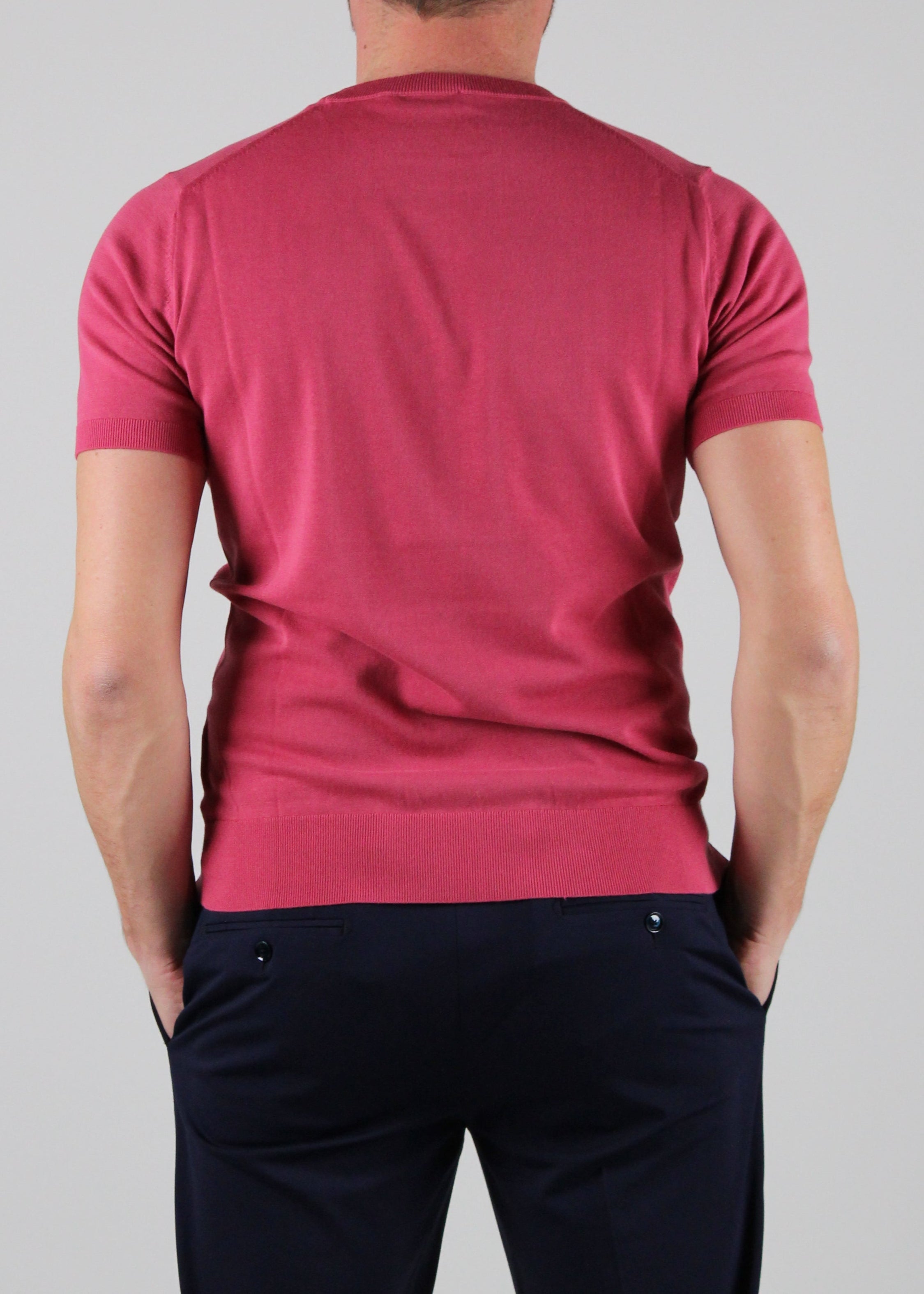 SS25-1034-21-41 MAGLIA GIROCOLLO MANICA CORTA IN COTONE COLORE 41 FRAGOLA