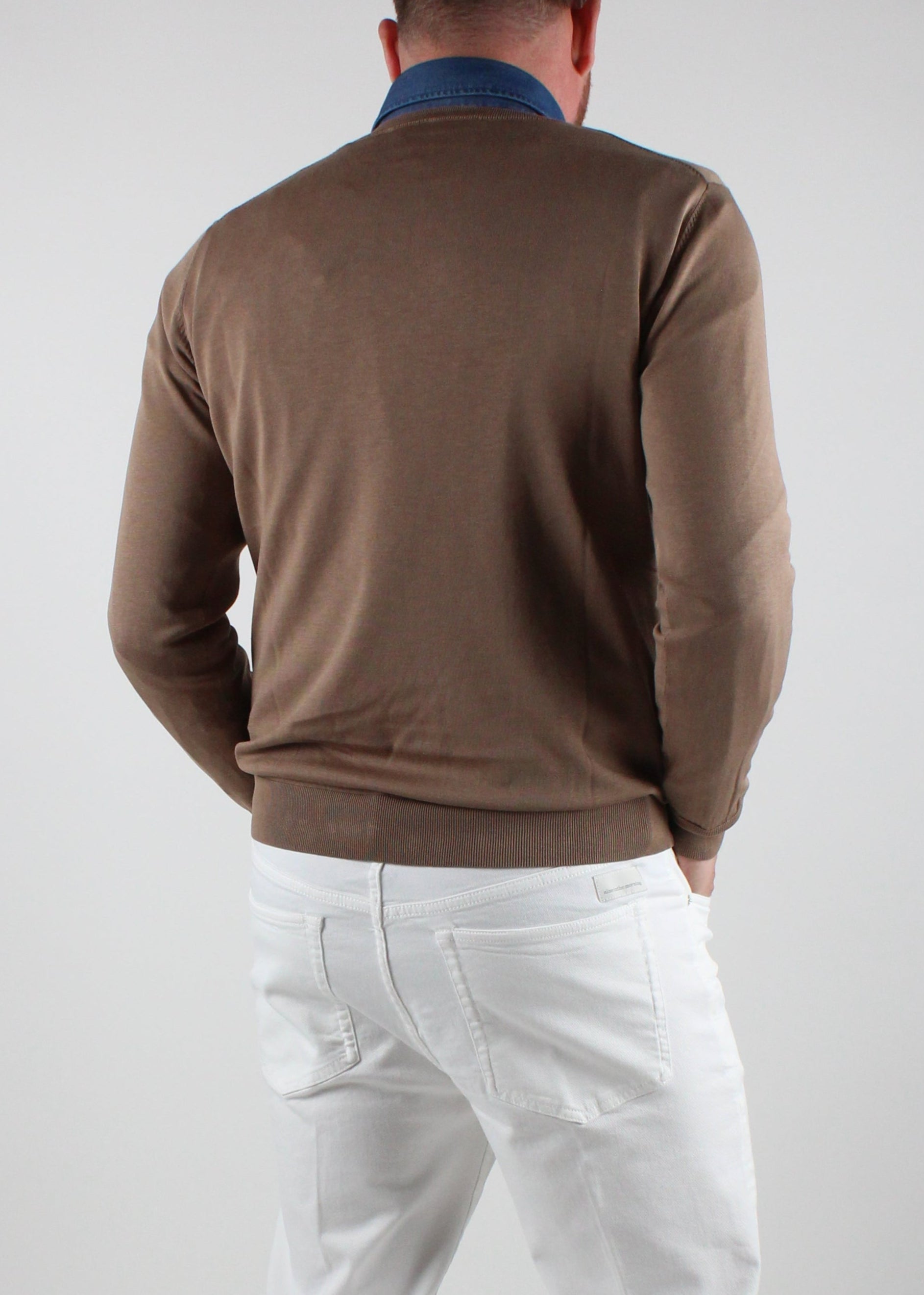 SS25-1004-01-06 MAGLIA GIROCOLLO RASATO IN SETA E COTONE COLOLORE 06 SPARROW