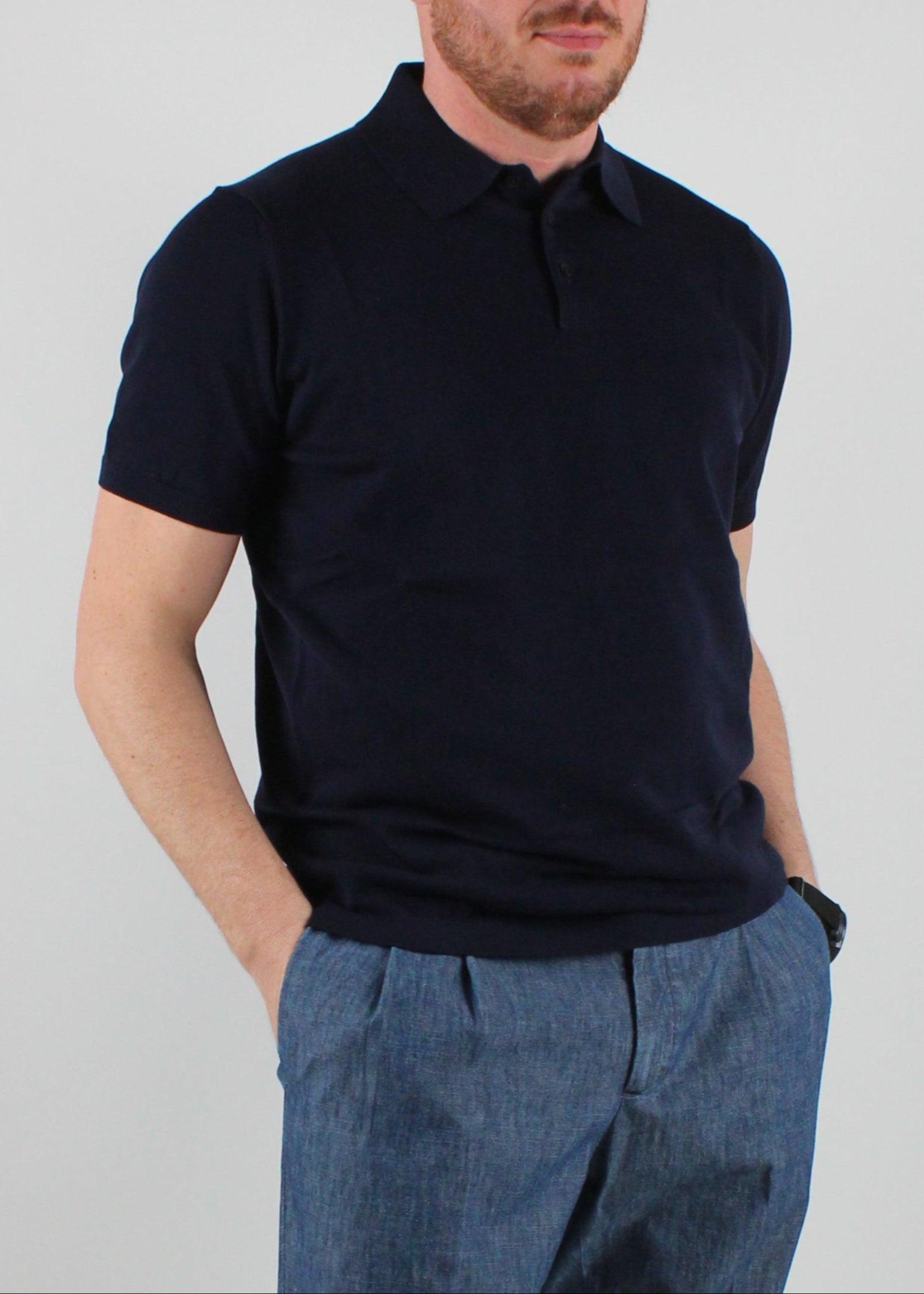 SS25-1034-26-38 POLO MANICA CORTA IN COTONE COLOLORE 38 BLU