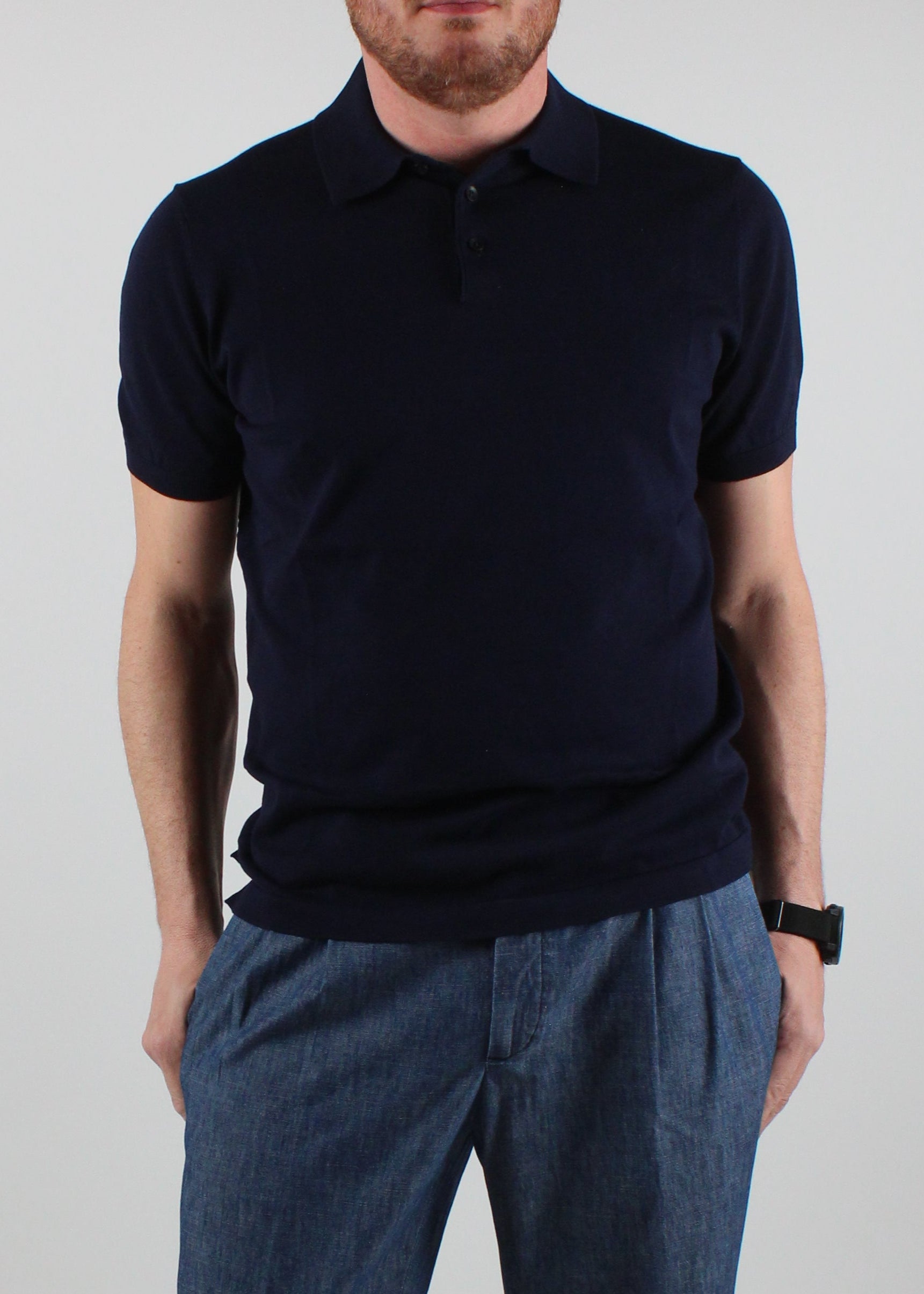 SS25-1034-26-38 POLO MANICA CORTA IN COTONE COLOLORE 38 BLU