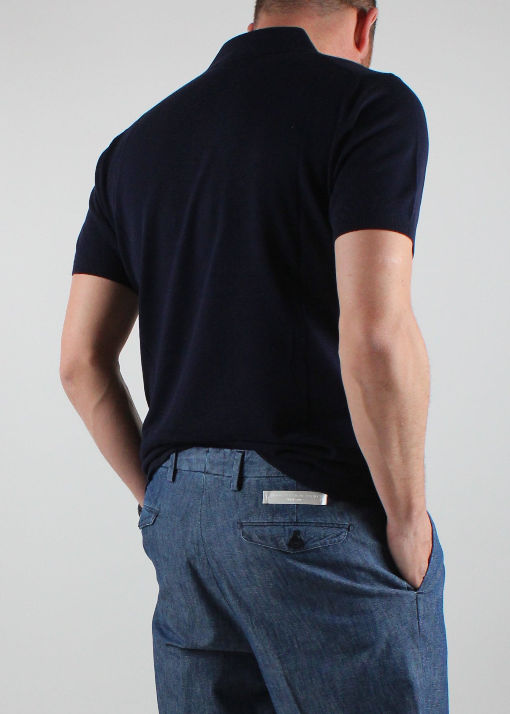 SS25-1034-26-38 POLO MANICA CORTA IN COTONE COLOLORE 38 BLU