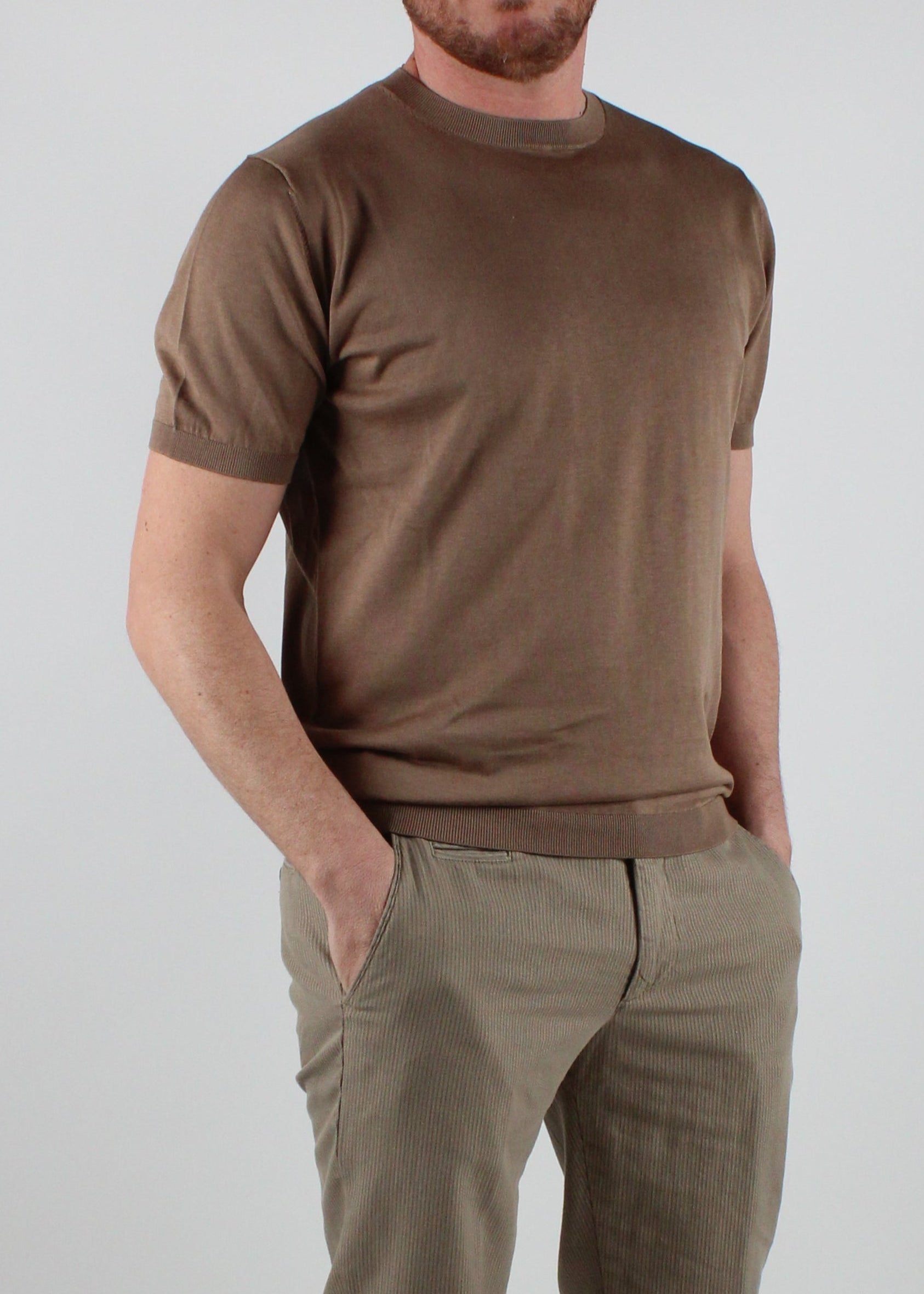 SS25-1004-21-06 MAGLIA GIROCOLLO MANICA CORTA IN SETA E COTONE COLORE 06 SPARROW