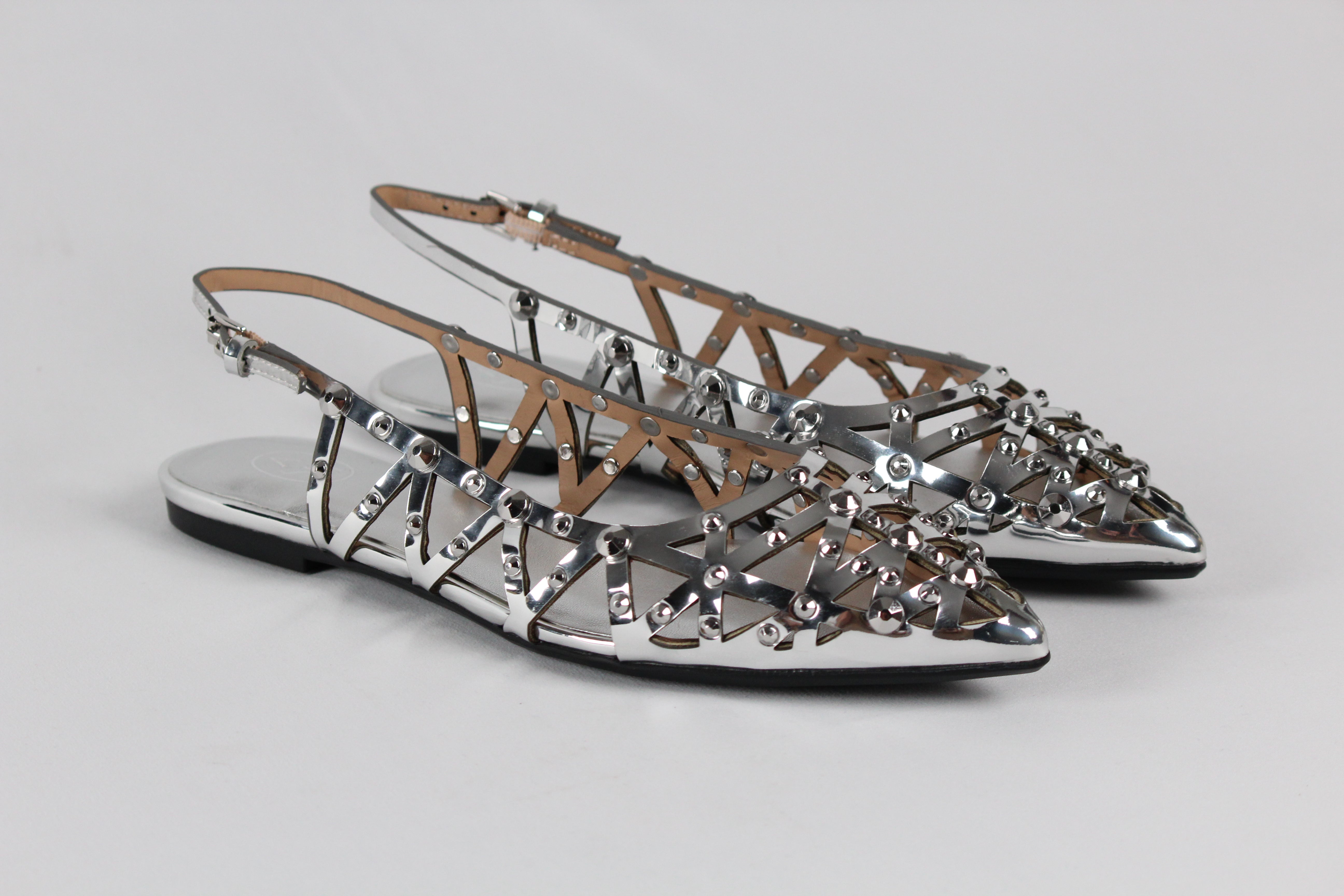 SLINGBACK BAZAAR05. IN PELLE LAMINATA ARGENTO