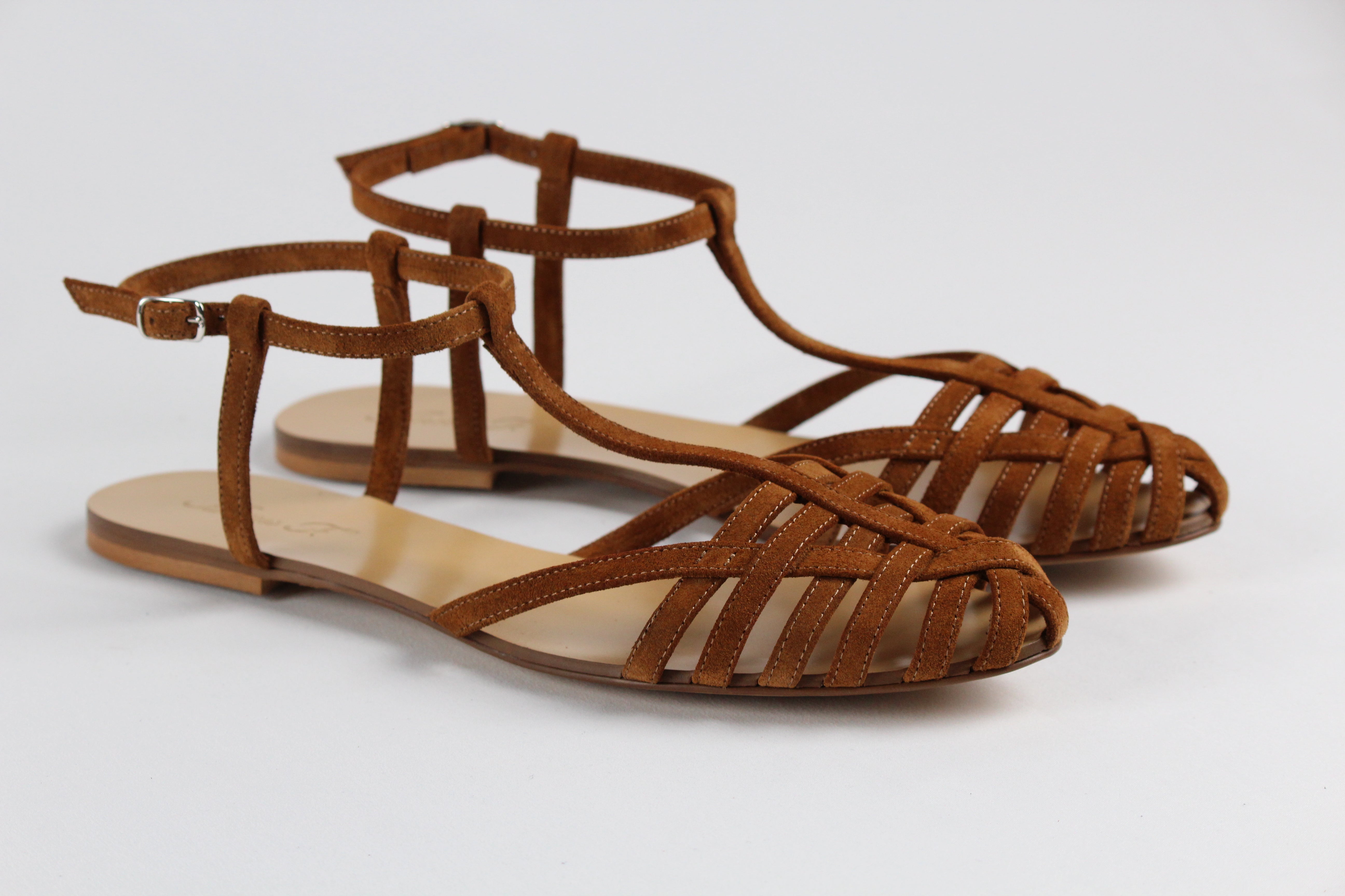 512 SANDALO RAGNETTO CON CINTURINO A T IN CAMOSCIO BRUCIATO