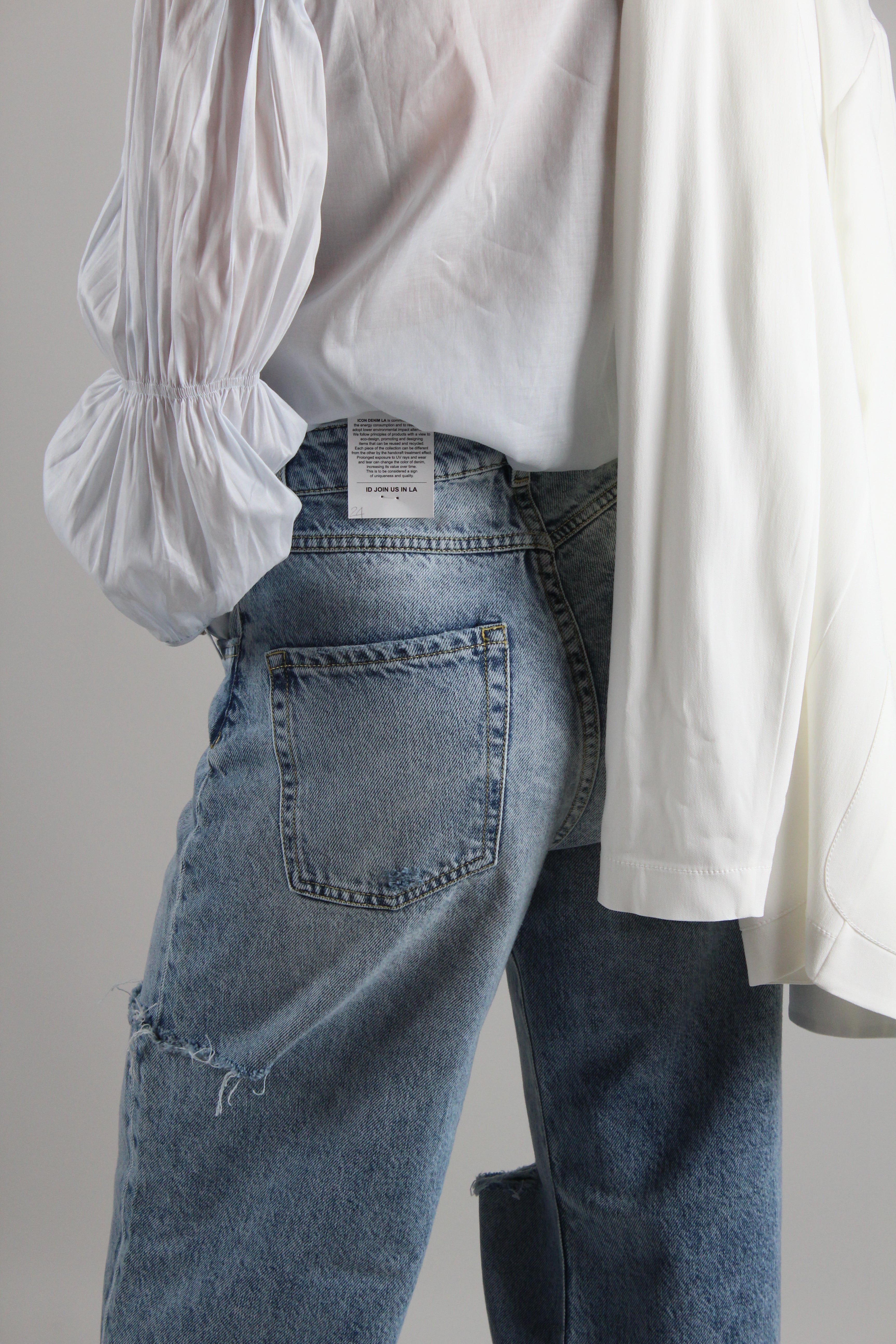 SS25 JEANS POPPY GAMBA LARGA CON ROTTURE COLORE DEMIN MEDIO