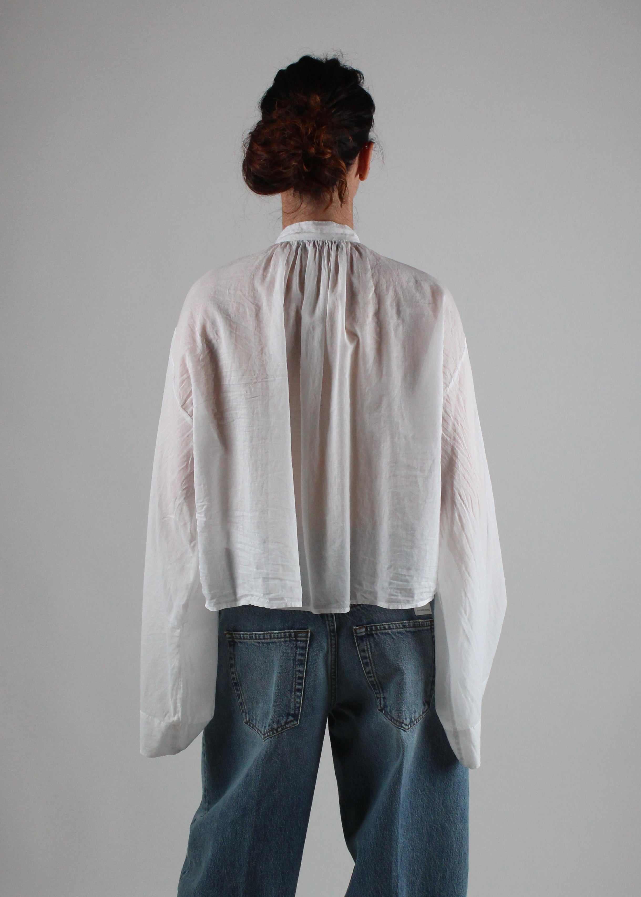 J4112202-33 CAMICIA COREANA MANICA LUNGA AMPIA COLORE BIANCO
