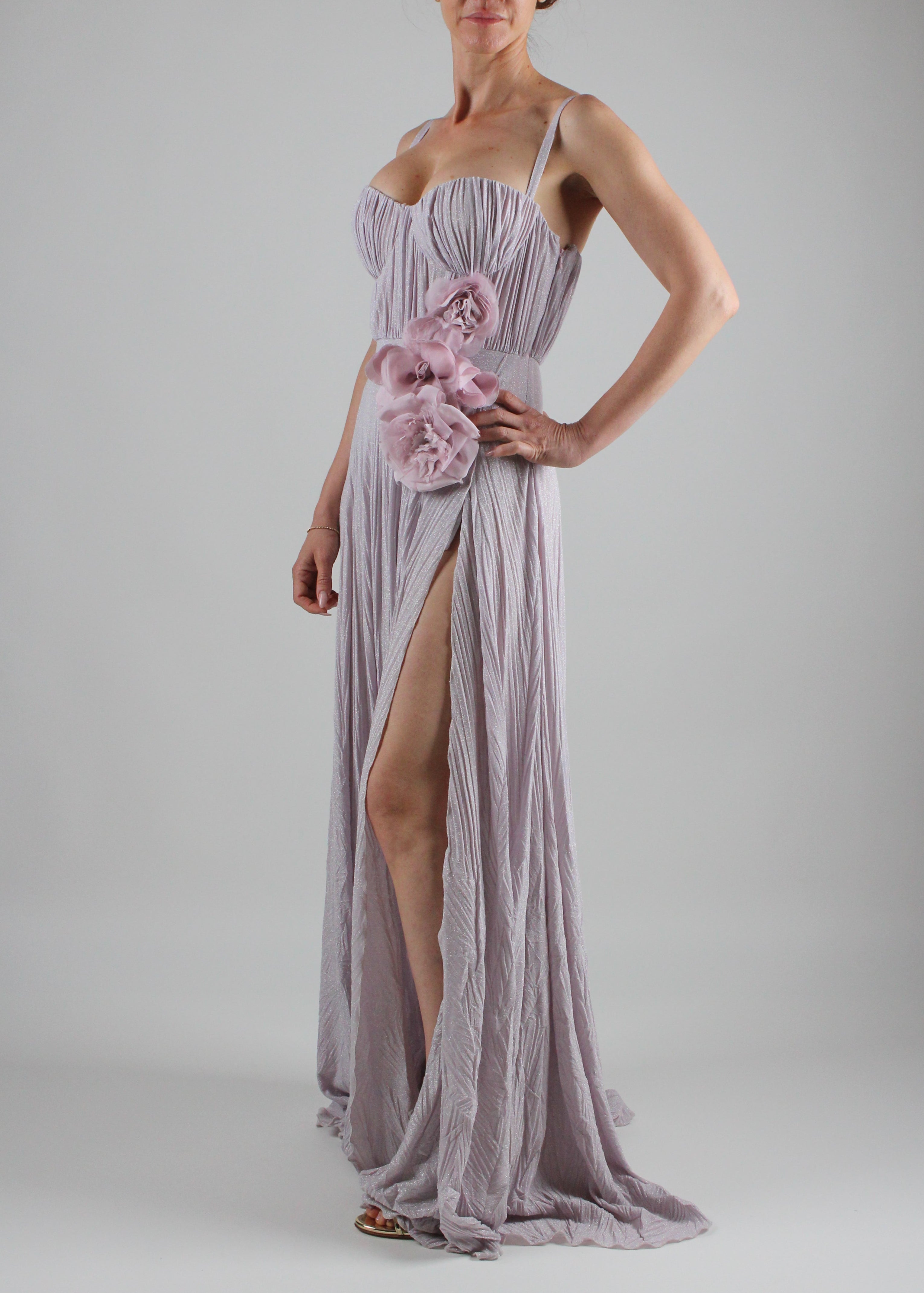 ABR2252E2 ABITO RED CARPET IN JERSEY LUREX CON FIORE RICAMATO