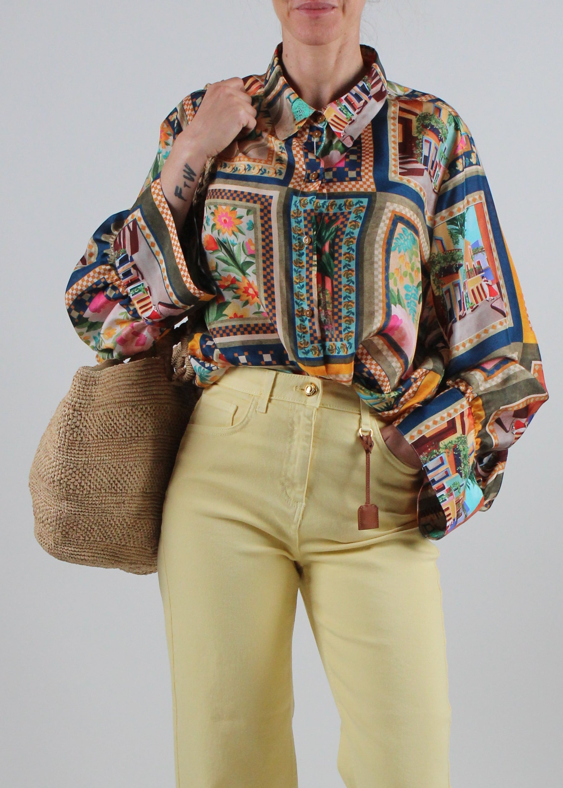 251MMOSH010 CAMICIA CATINGA MULTICOLOR VERDE